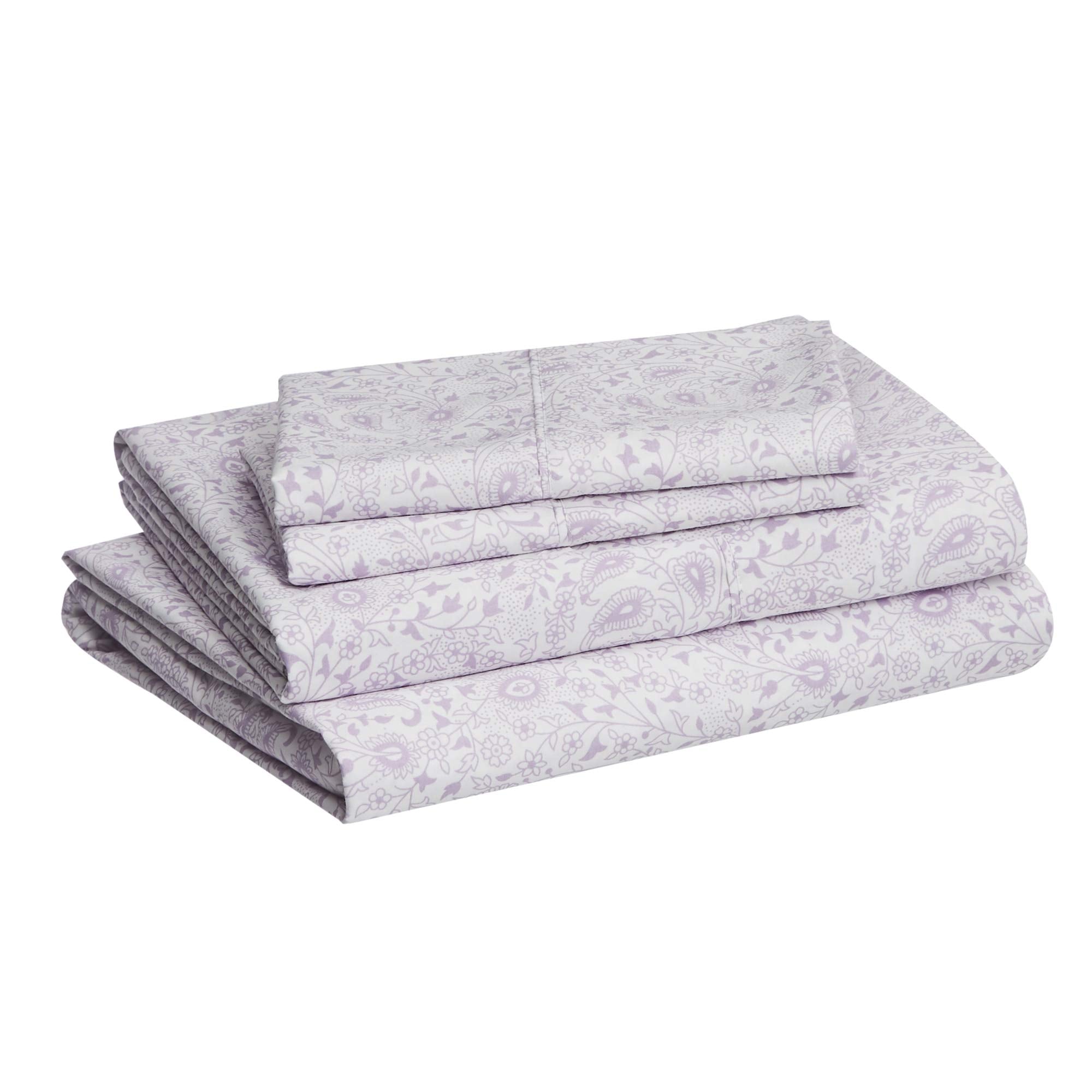Amazon Basics Breathable, Wrinkle Free Lightweight Microfiber 4-Piece Bed Sheet Set with 14-Inch Deep Pockets, Includes Comfortable Pillowcases, Queen, Peachy Coral, Solid