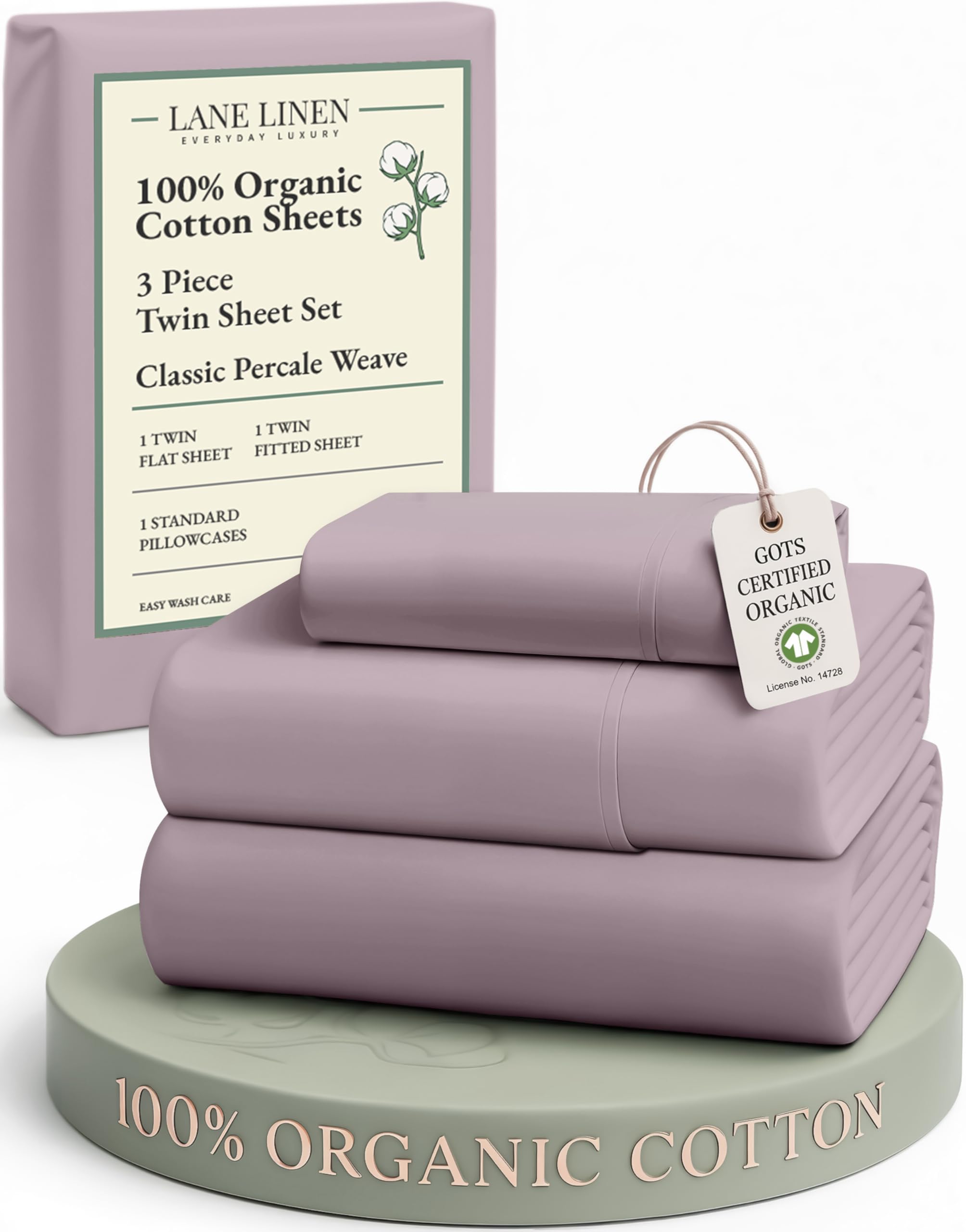 LANE LINEN 100% Organic Cotton Eco Friendly Sustainably Produced Queen Sheets Set, Low Pill Fade Resistant Machine Wash Fully Elasticized Cotton Bedding Queen Set- French Blue