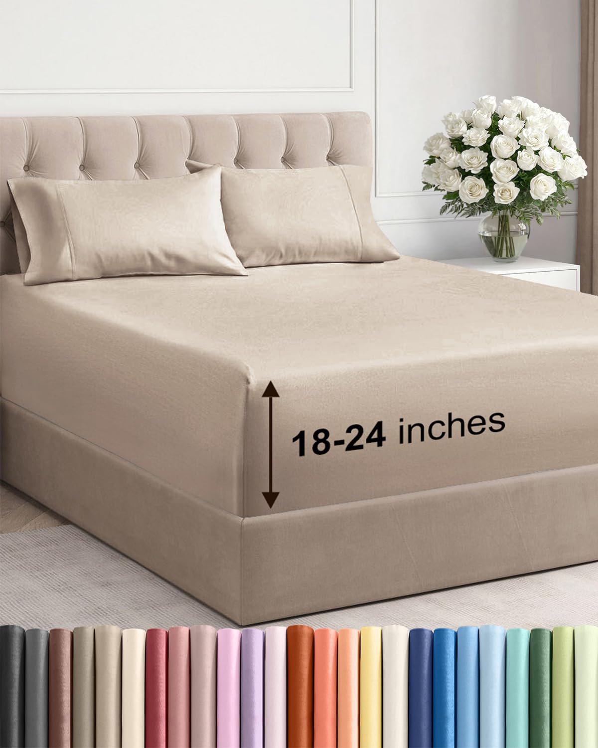 Extra Deep Queen Sheet Set - 6 Piece Breathable and Cooling Sheets - Hotel Luxury Bedding for Women, Men, Kids & Teens - Easy & Secure Fit - Soft, Wrinkle Free and Comfy - Extra Deep Pockets - Coral