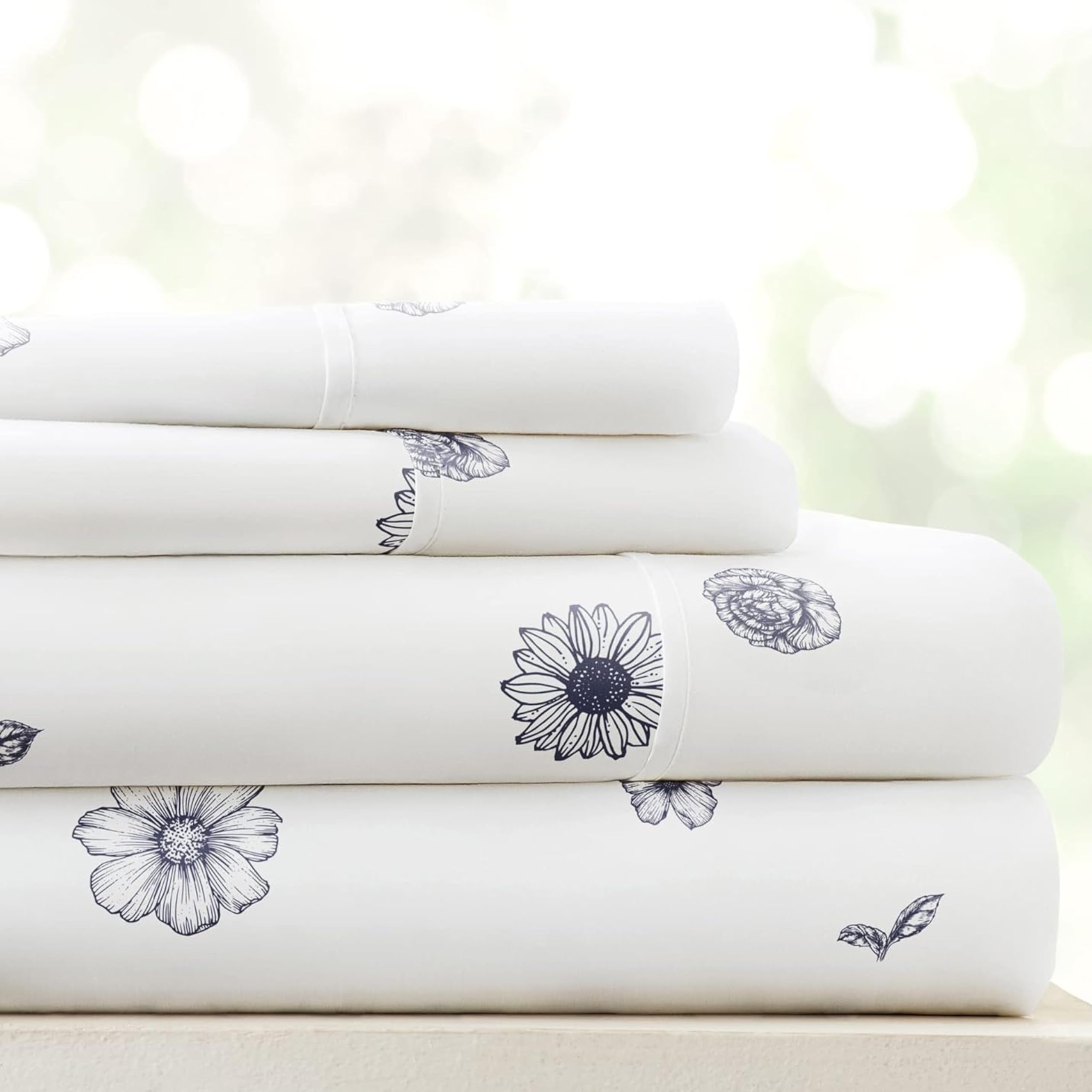 Linen Market 4 Piece Queen Sheet Set - Breathable, Double-Brushed Patterned Cooling Sheets – Oeko-TEX Certified Ultra Soft & Wrinkle-Free 16" Deep-Pocket Queen Sheets - Easy Care Soft Floral Pink