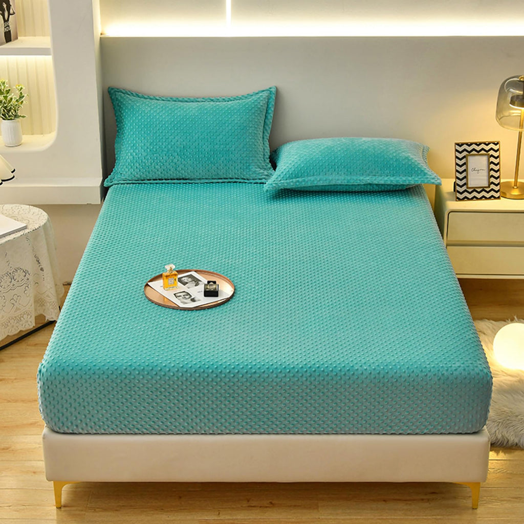 ZIQINPSQ Coral Velvet Fitted Sheet-Thickened Cold-Resistant and Warm Bed Sheets-Soft Velvet Fleece Fitted Sheets with-Elastic All Around. (Orange, Twin XL)
