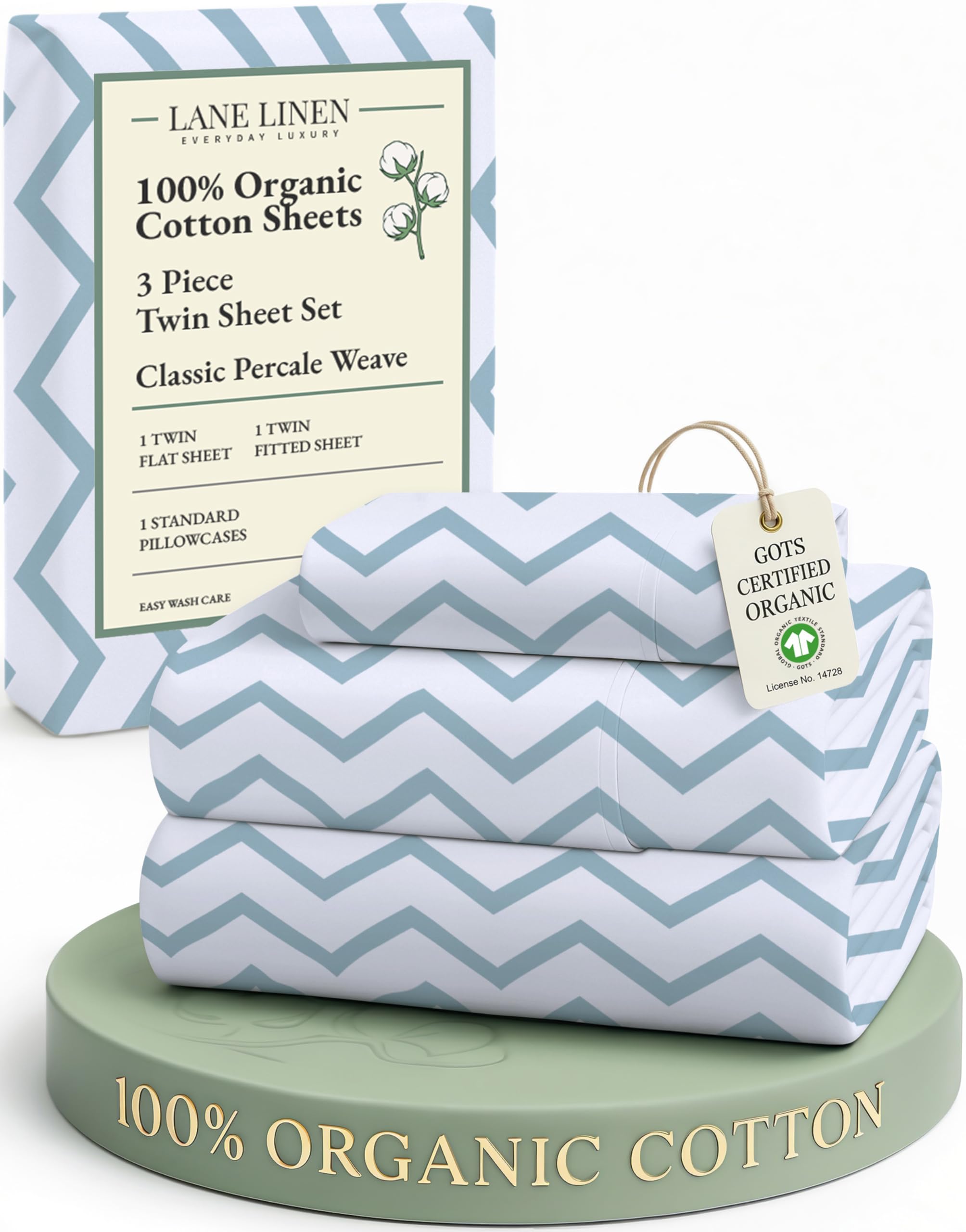 LANE LINEN Eco Friendly 100% Organic Cotton Twin Sheet Set, Hotel Quality Premium Bedding Sheets & Pillowcases Set Twin Size, Soft & Comfy Percale Sheets, Machine Wash Bed Sheets- Sepia Rose