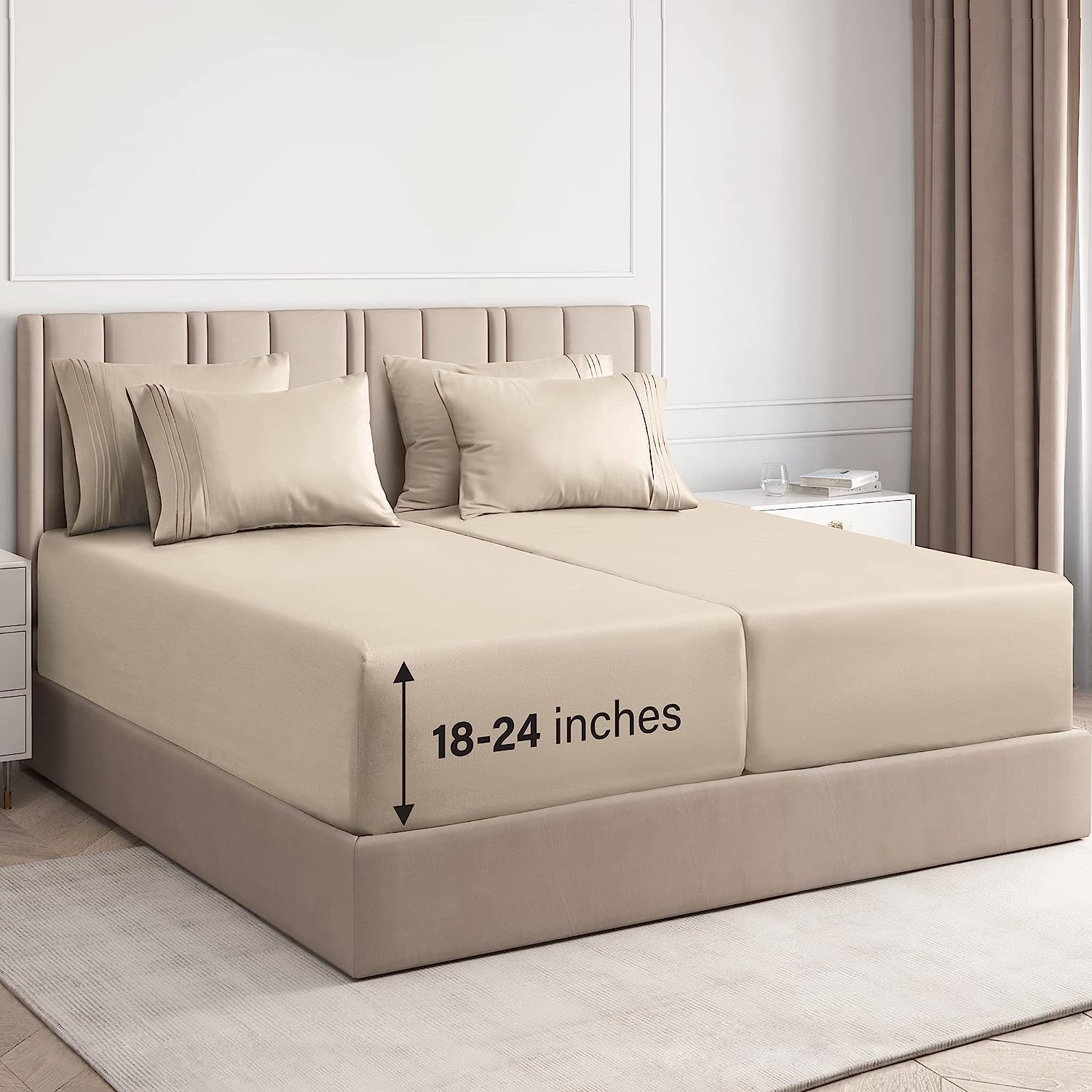 Extra Deep Queen Sheet Set - 6 Piece Breathable and Cooling Sheets - Hotel Luxury Bedding for Women, Men, Kids & Teens - Easy & Secure Fit - Soft, Wrinkle Free and Comfy - Extra Deep Pockets - Coral