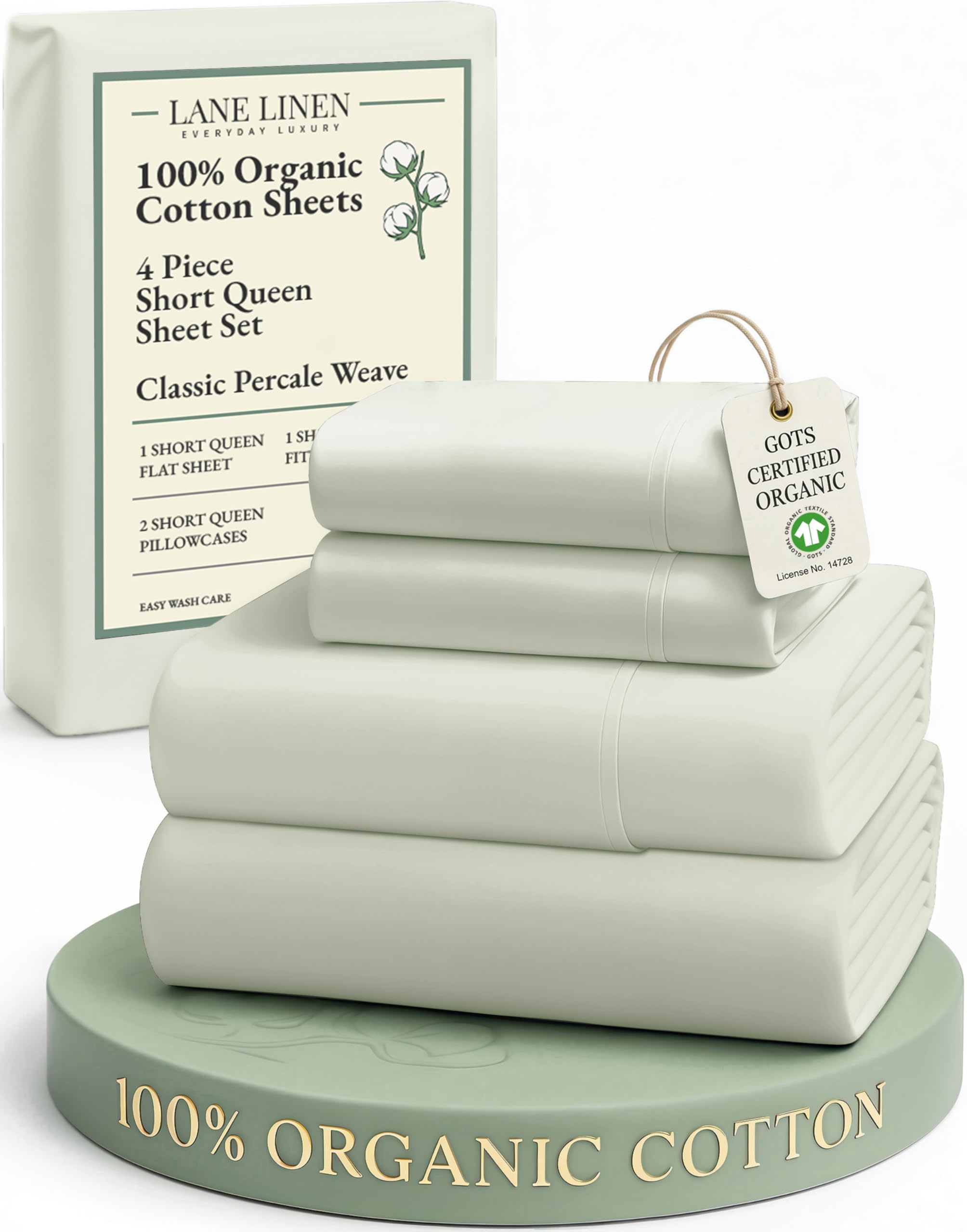LANE LINEN 100% Organic Cotton Eco Friendly Sustainably Produced Queen Sheets Set, Low Pill Fade Resistant Machine Wash Fully Elasticized Cotton Bedding Queen Set- French Blue