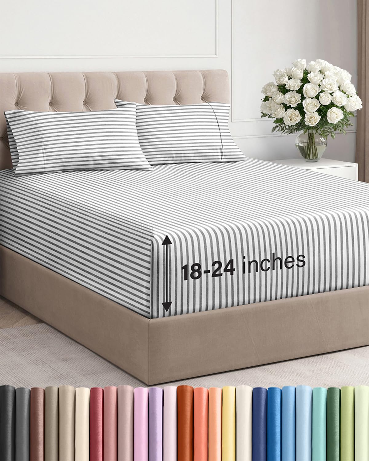 Extra Deep Queen Sheet Set - 6 Piece Breathable and Cooling Sheets - Hotel Luxury Bedding for Women, Men, Kids & Teens - Easy & Secure Fit - Soft, Wrinkle Free and Comfy - Extra Deep Pockets - Coral