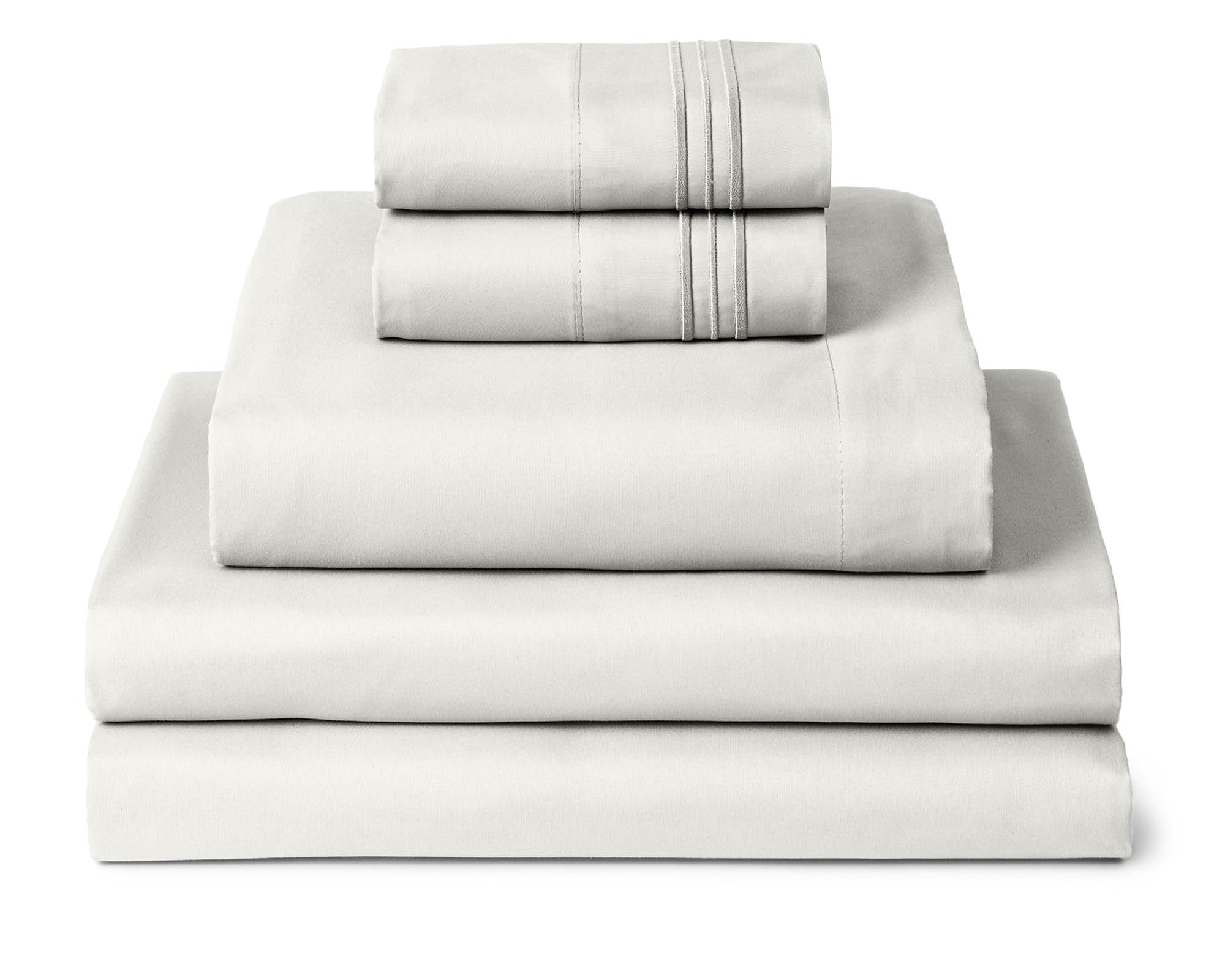Mellanni Queen Sheets Set - 4 PC Iconic Collection Bedding - Hotel Luxury, Extra Soft, Cooling Bed Sheets - Wrinkle, Fade, Stain Resistant (Queen, White)