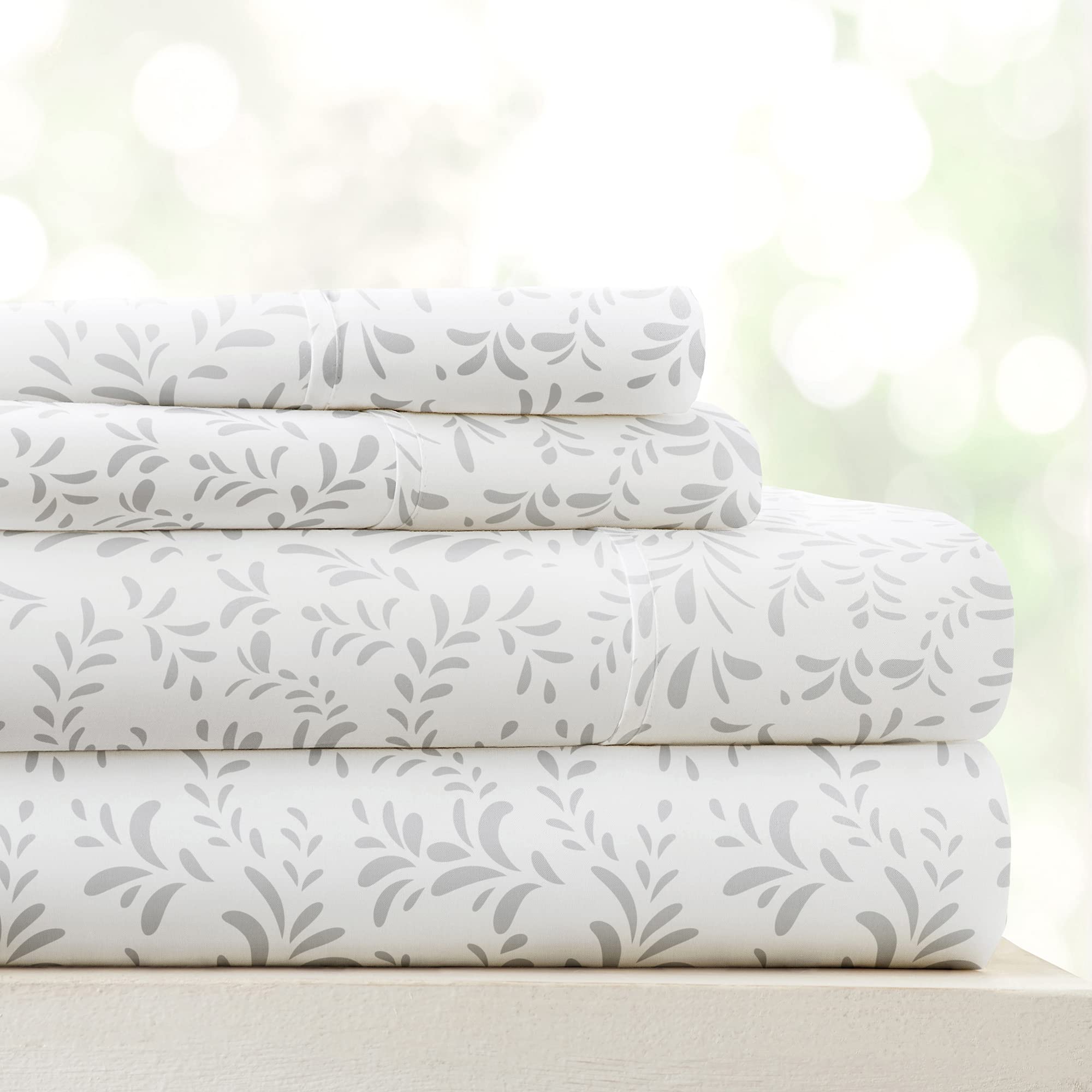 Linen Market 4 Piece Queen Sheet Set - Breathable, Double-Brushed Patterned Cooling Sheets – Oeko-TEX Certified Ultra Soft & Wrinkle-Free 16" Deep-Pocket Queen Sheets - Easy Care Soft Floral Pink
