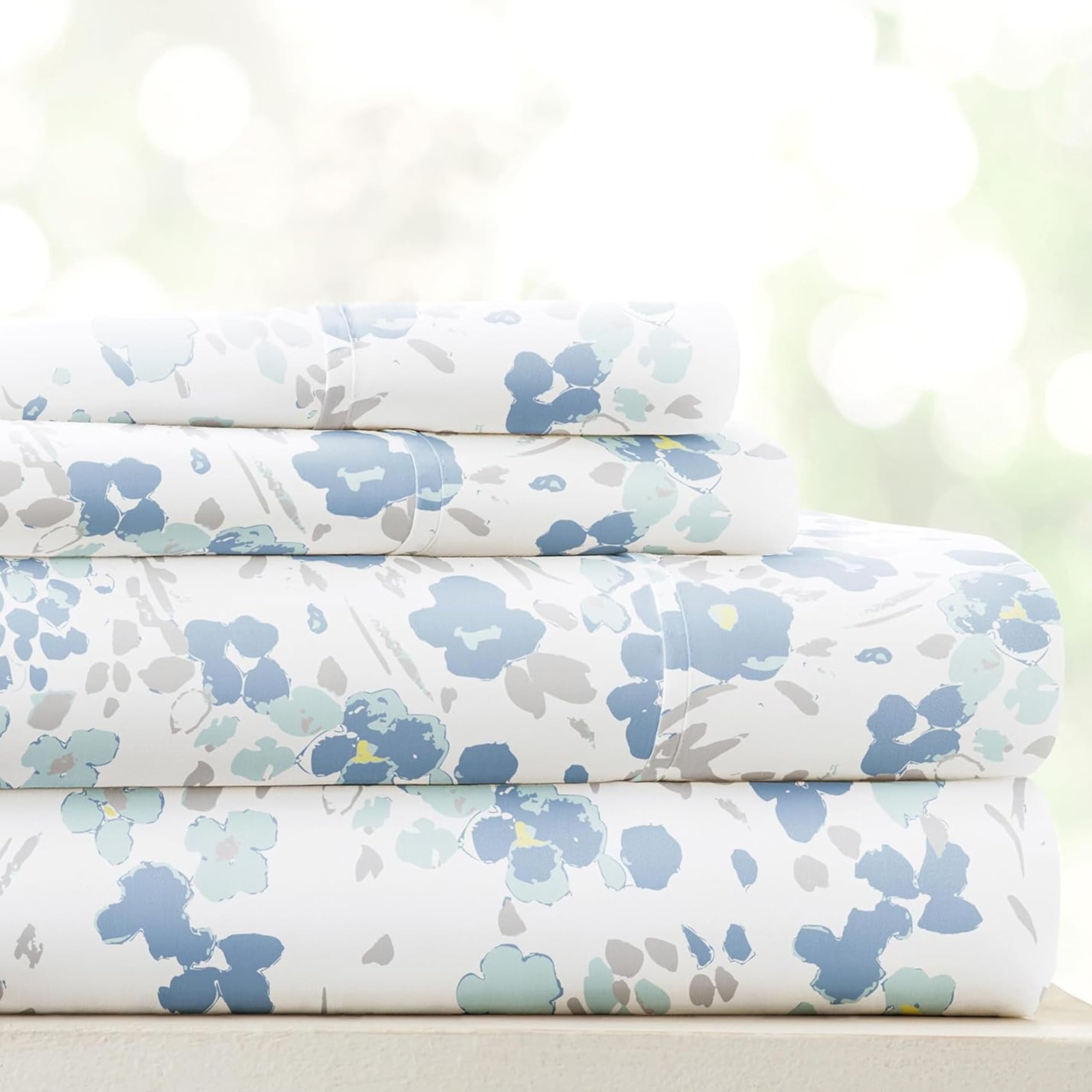 Linen Market 4 Piece Queen Sheet Set - Breathable, Double-Brushed Patterned Cooling Sheets – Oeko-TEX Certified Ultra Soft & Wrinkle-Free 16" Deep-Pocket Queen Sheets - Easy Care Soft Floral Pink