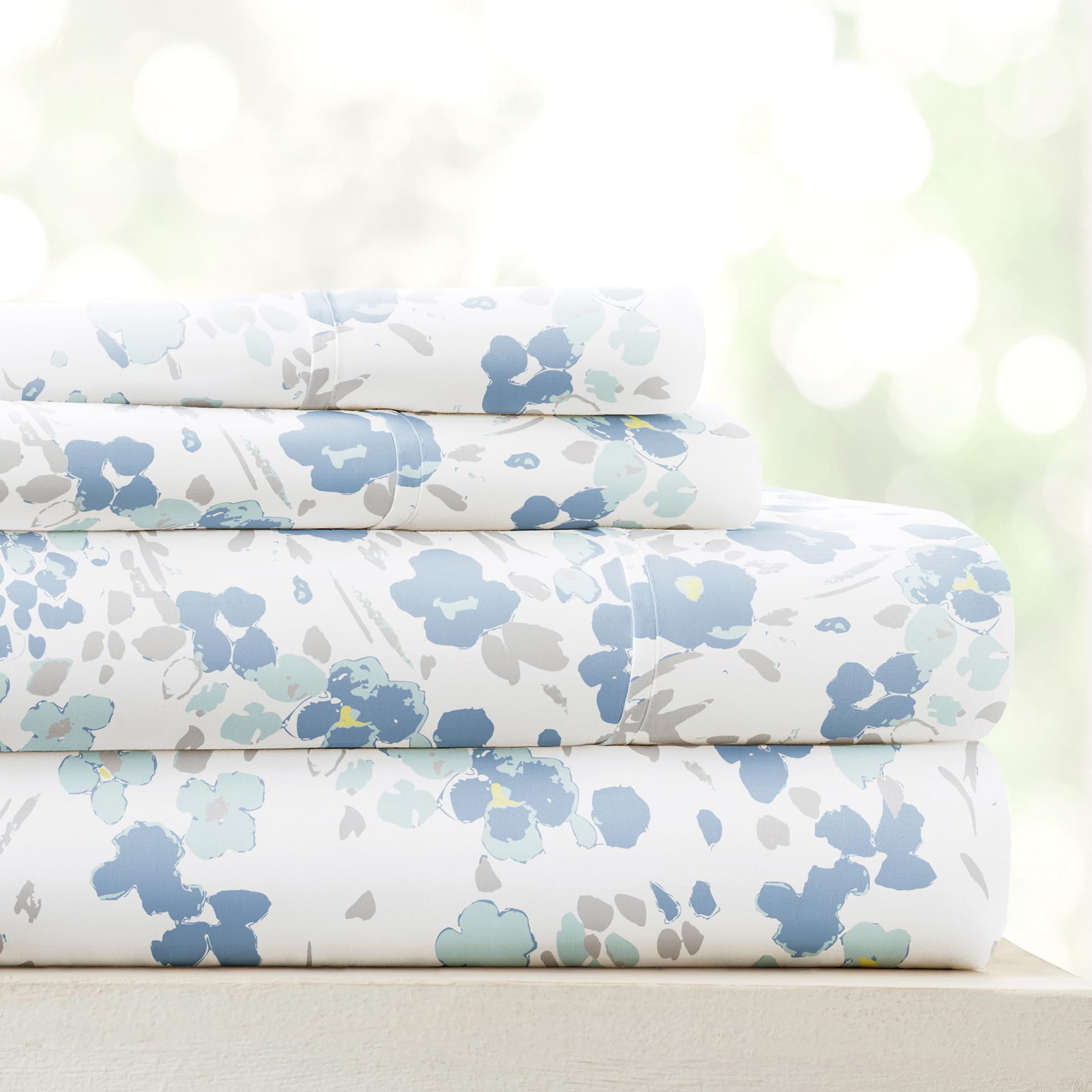 Linen Market 4 Piece Queen Sheet Set - Breathable, Double-Brushed Patterned Cooling Sheets – Oeko-TEX Certified Ultra Soft & Wrinkle-Free 16" Deep-Pocket Queen Sheets - Easy Care Soft Floral Pink
