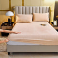Velvet Fitted Sheet Full Size,Fleece Plush Bed Sheet Mattress Protector Cover with 15'' Deep Pocket Warm Fuzzy Bottom Sheet (Not Include Pillowcases)