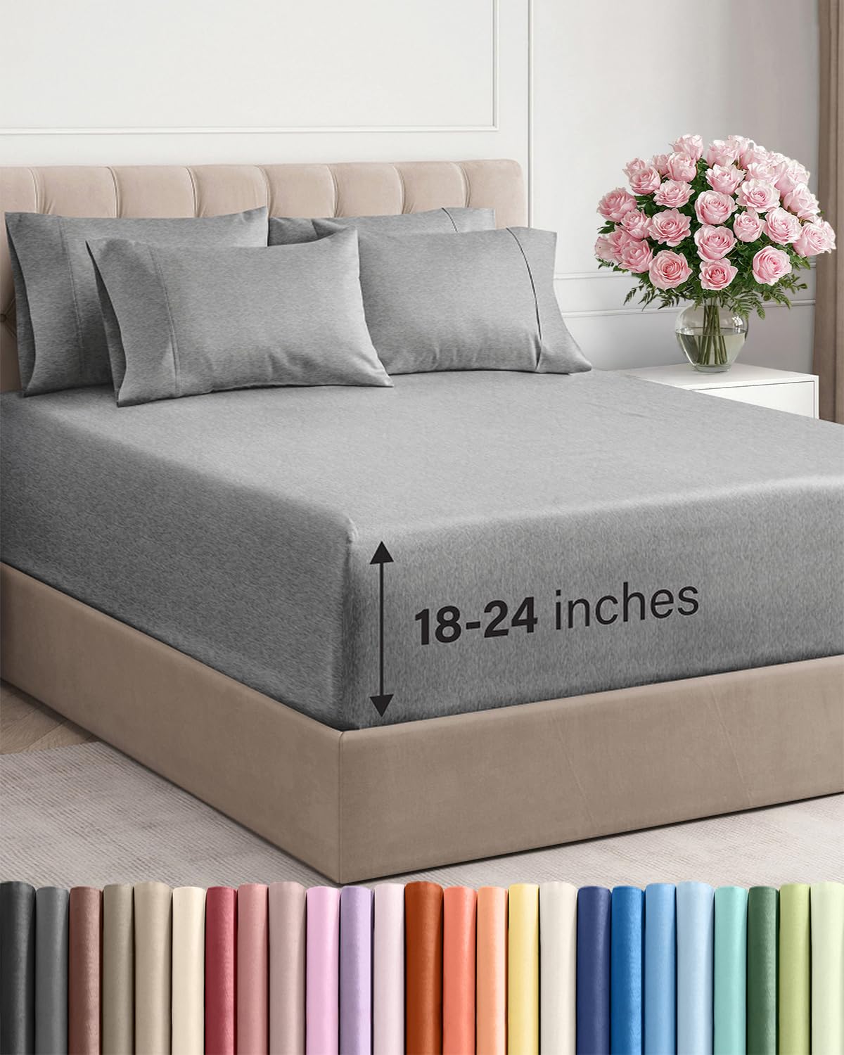 Extra Deep Queen Sheet Set - 6 Piece Breathable and Cooling Sheets - Hotel Luxury Bedding for Women, Men, Kids & Teens - Easy & Secure Fit - Soft, Wrinkle Free and Comfy - Extra Deep Pockets - Coral