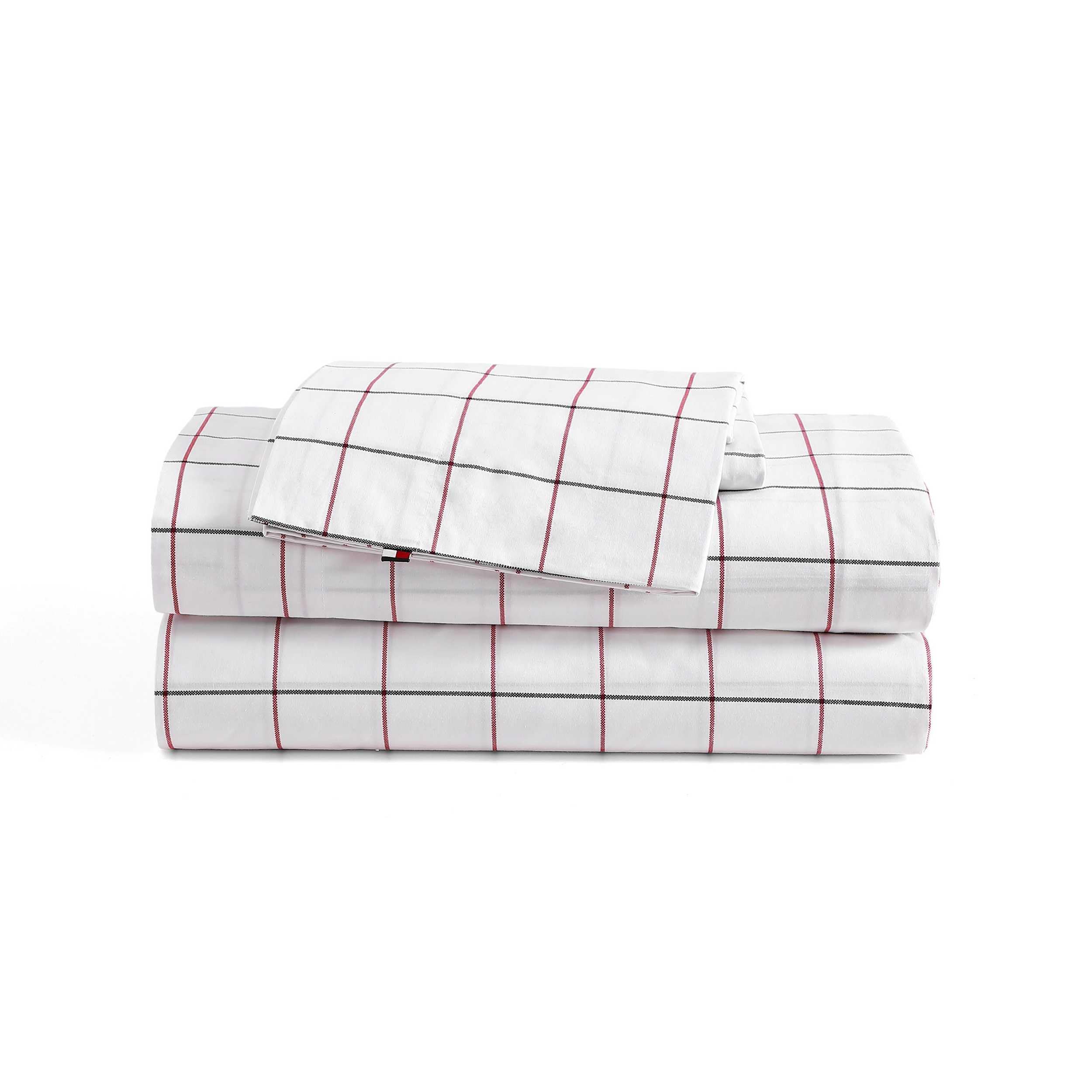 Tommy Hilfiger - Queen Bed Sheets, Crisp & Cool Cotton Percale Bedding with Matching Pillowcases, Lightweight Bed Set, Oeko-Tex Certified (Effortless Stripe Beige)