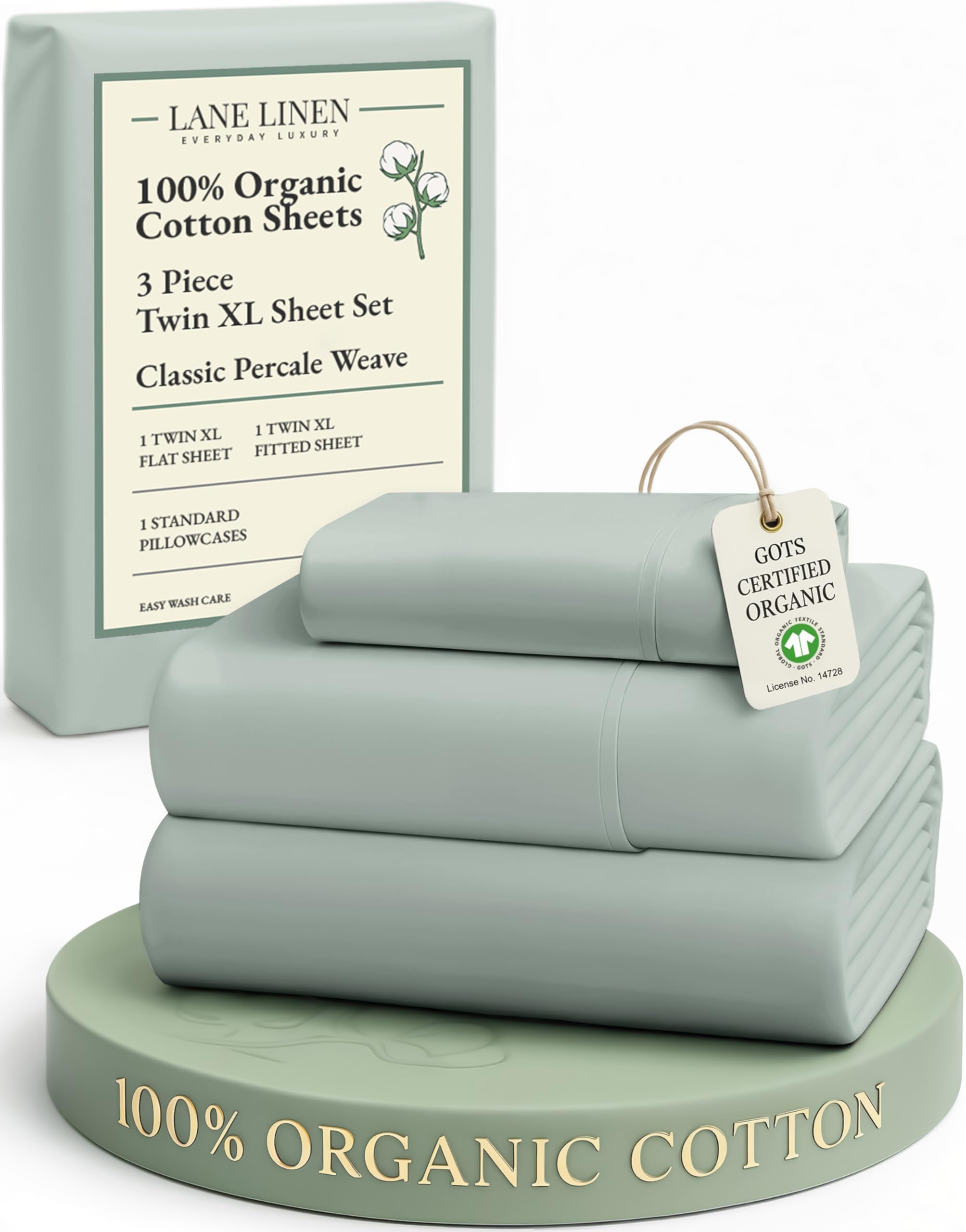 LANE LINEN Eco Friendly 100% Organic Cotton Twin Sheet Set, Hotel Quality Premium Bedding Sheets & Pillowcases Set Twin Size, Soft & Comfy Percale Sheets, Machine Wash Bed Sheets- Sepia Rose