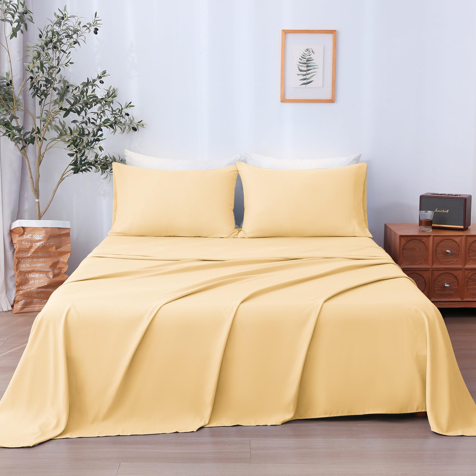 LONAVA Twin Sheet Set 3 Pieces,Peachy Coral Ultra Soft & Breathable Microbifer Sheets, 1600 Thread Count Hotel Luxury Oeko-Tex Bed Sheets, 14-16 Inch Deep Pocket Durable Wrinkle Free Sheets