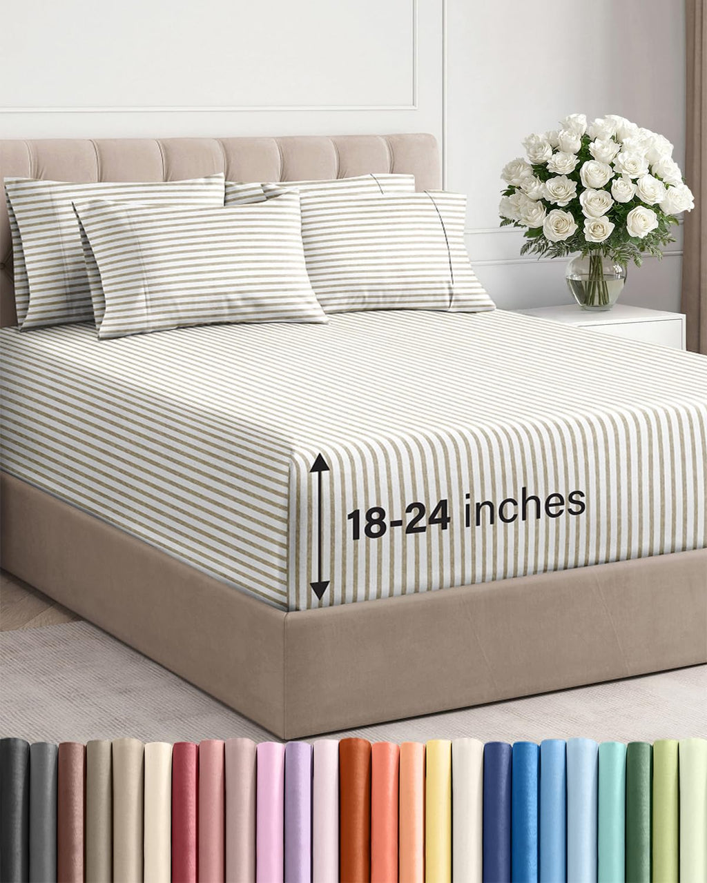 Extra Deep Queen Sheet Set - 6 Piece Breathable and Cooling Sheets - Hotel Luxury Bedding for Women, Men, Kids & Teens - Easy & Secure Fit - Soft, Wrinkle Free and Comfy - Extra Deep Pockets - Coral