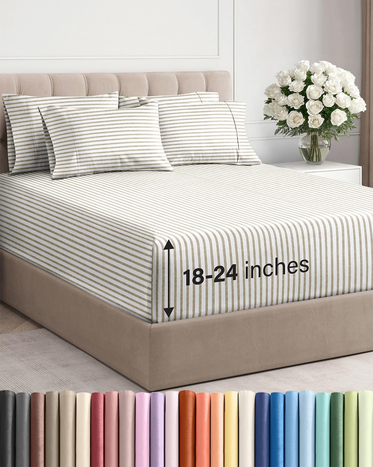 Extra Deep Queen Sheet Set - 6 Piece Breathable and Cooling Sheets - Hotel Luxury Bedding for Women, Men, Kids & Teens - Easy & Secure Fit - Soft, Wrinkle Free and Comfy - Extra Deep Pockets - Coral