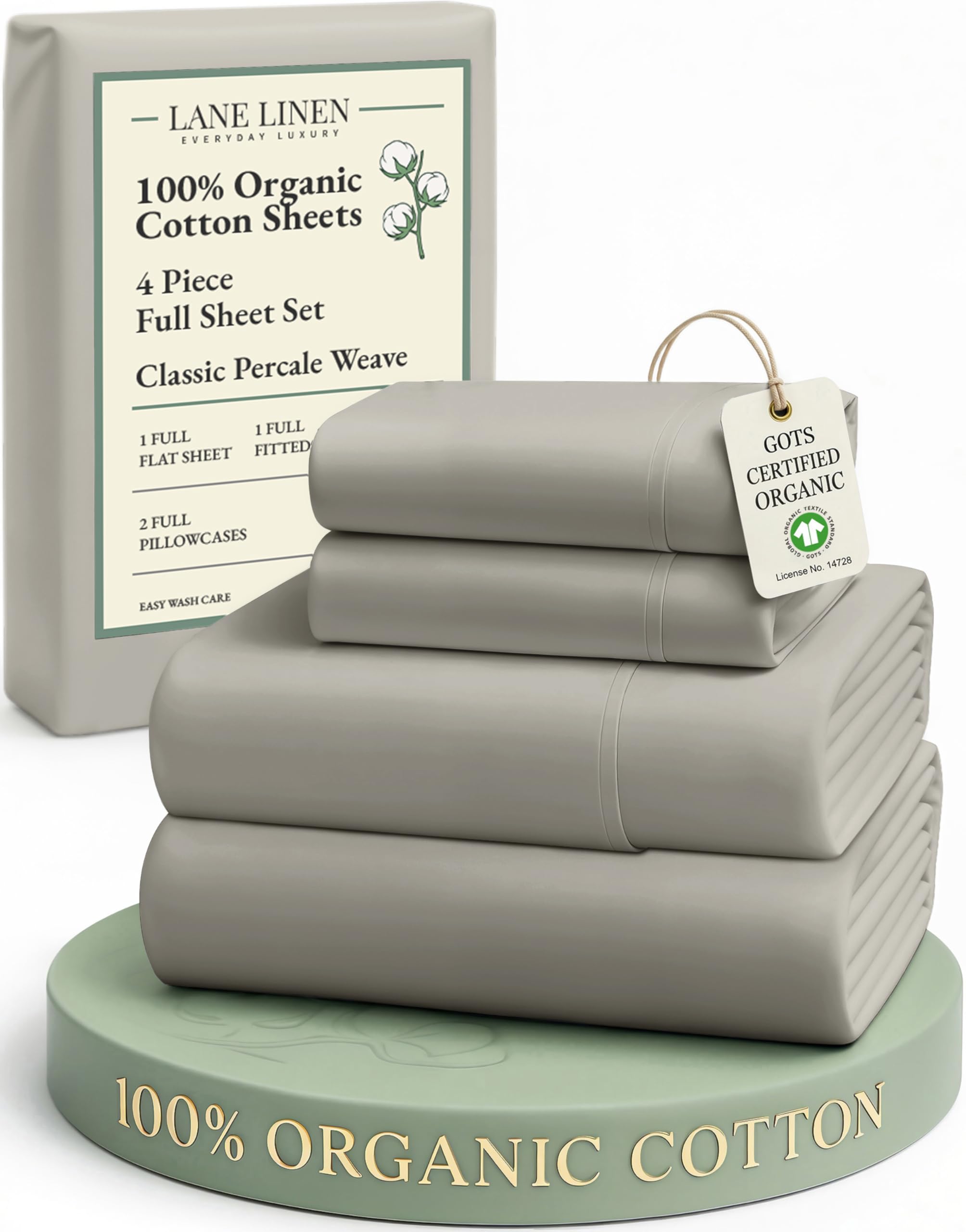 LANE LINEN Eco Friendly 100% Organic Cotton Twin Sheet Set, Hotel Quality Premium Bedding Sheets & Pillowcases Set Twin Size, Soft & Comfy Percale Sheets, Machine Wash Bed Sheets- Sepia Rose