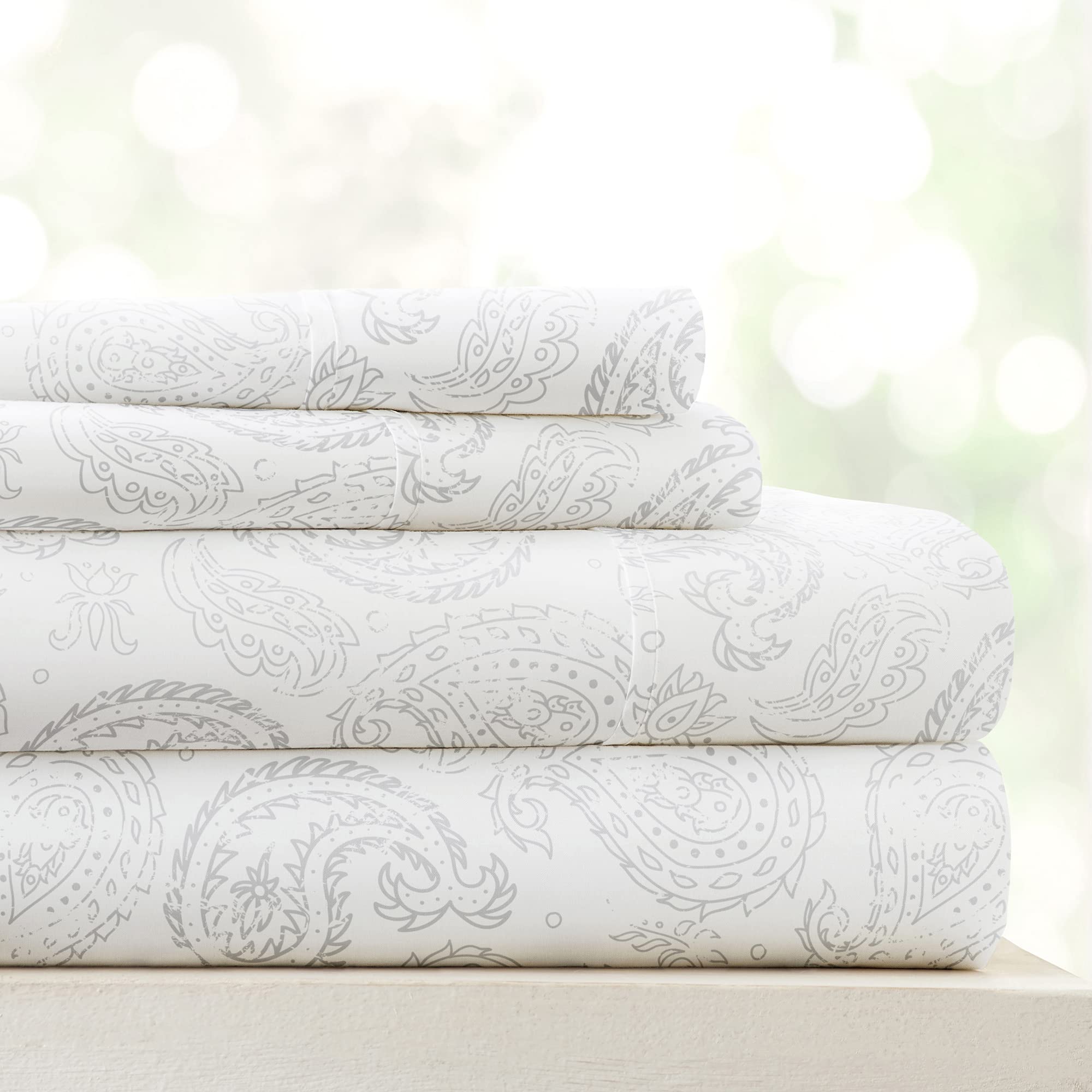 Linen Market 4 Piece Queen Sheet Set - Breathable, Double-Brushed Patterned Cooling Sheets – Oeko-TEX Certified Ultra Soft & Wrinkle-Free 16" Deep-Pocket Queen Sheets - Easy Care Soft Floral Pink