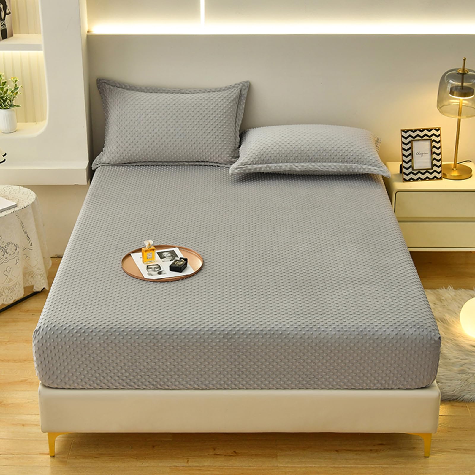ZIQINPSQ Coral Velvet Fitted Sheet-Thickened Cold-Resistant and Warm Bed Sheets-Soft Velvet Fleece Fitted Sheets with-Elastic All Around. (Orange, Twin XL)
