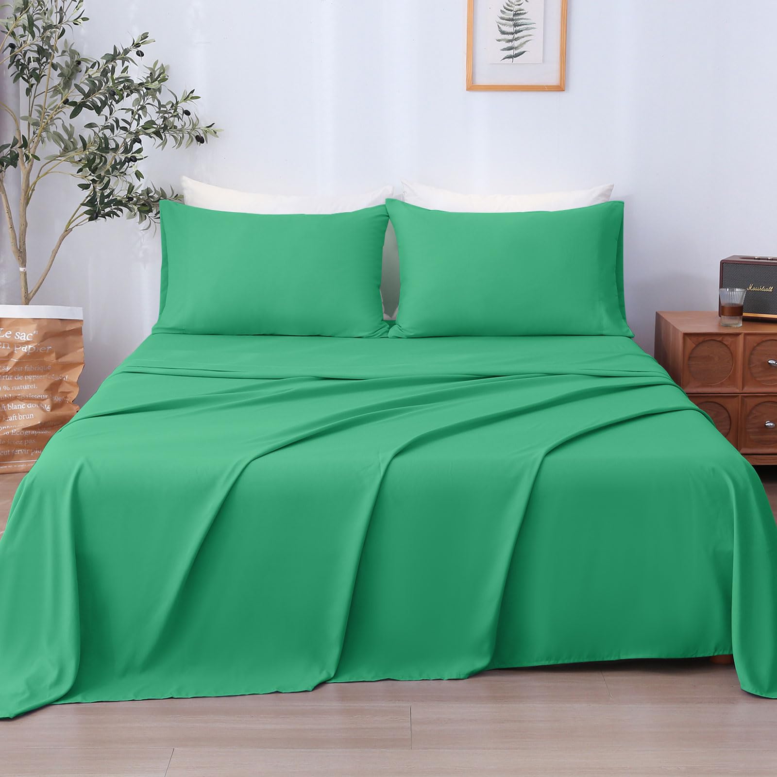 LONAVA Twin Sheet Set 3 Pieces,Peachy Coral Ultra Soft & Breathable Microbifer Sheets, 1600 Thread Count Hotel Luxury Oeko-Tex Bed Sheets, 14-16 Inch Deep Pocket Durable Wrinkle Free Sheets