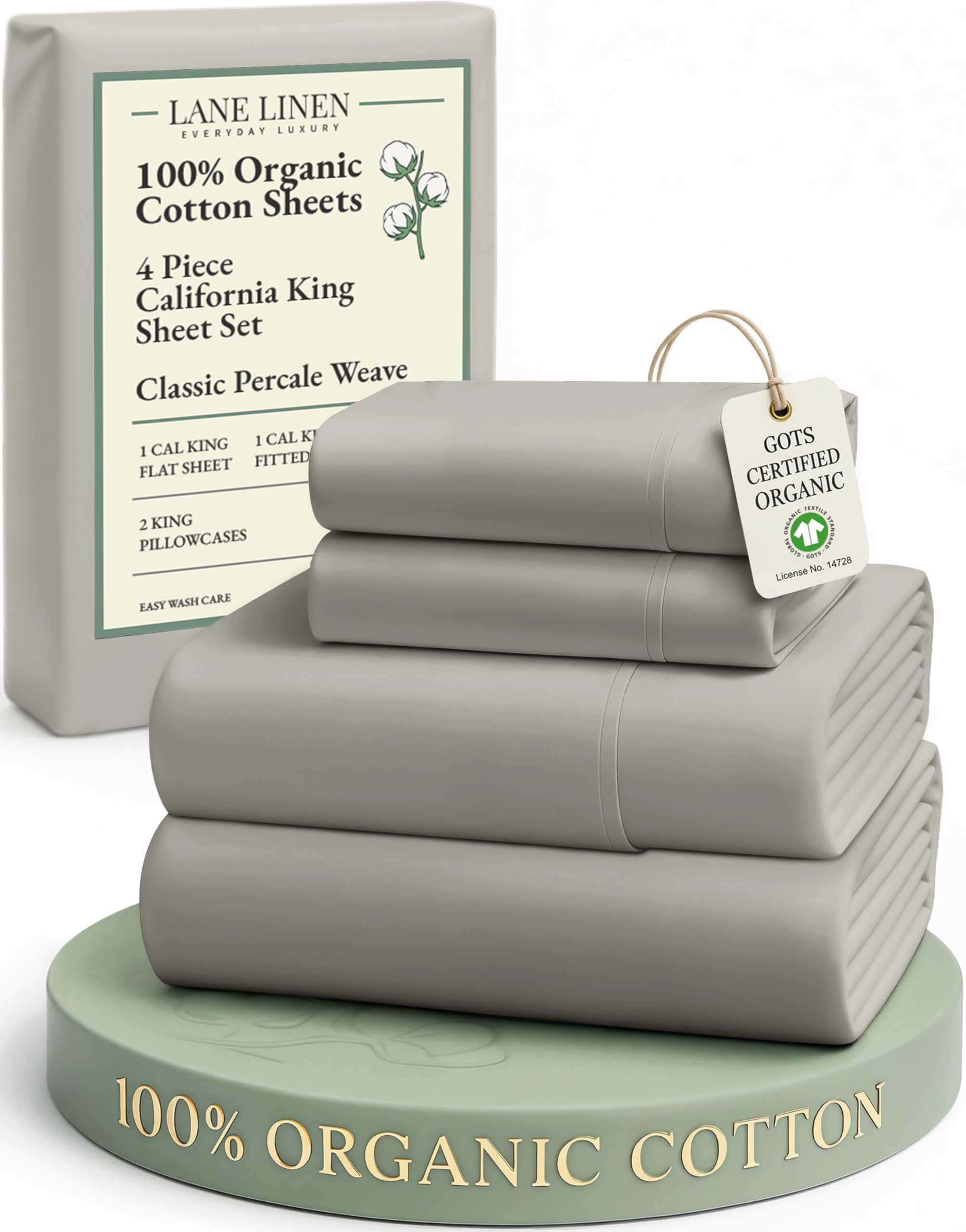 LANE LINEN Eco Friendly 100% Organic Cotton Twin Sheet Set, Hotel Quality Premium Bedding Sheets & Pillowcases Set Twin Size, Soft & Comfy Percale Sheets, Machine Wash Bed Sheets- Sepia Rose