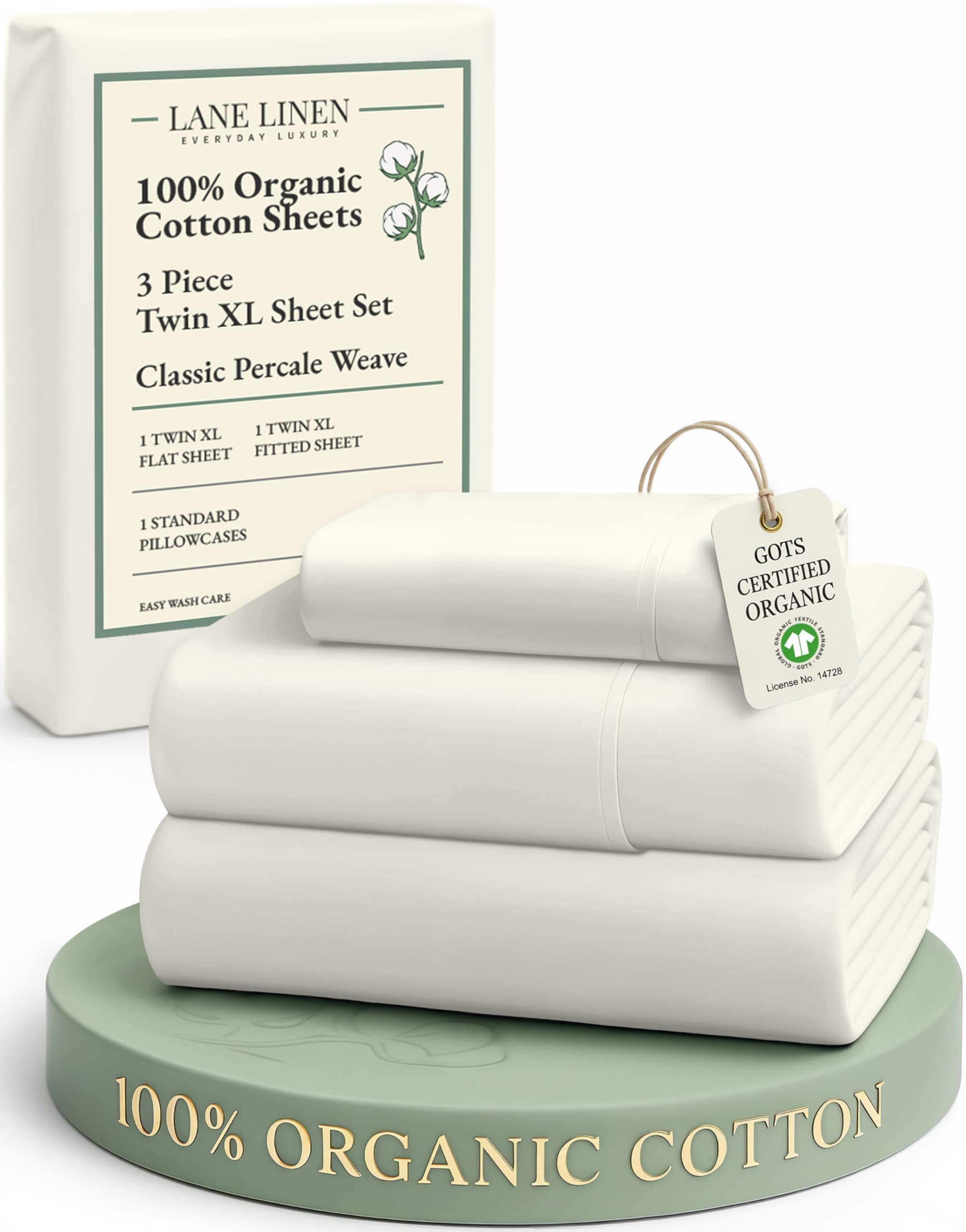 LANE LINEN Eco Friendly 100% Organic Cotton Twin Sheet Set, Hotel Quality Premium Bedding Sheets & Pillowcases Set Twin Size, Soft & Comfy Percale Sheets, Machine Wash Bed Sheets- Sepia Rose