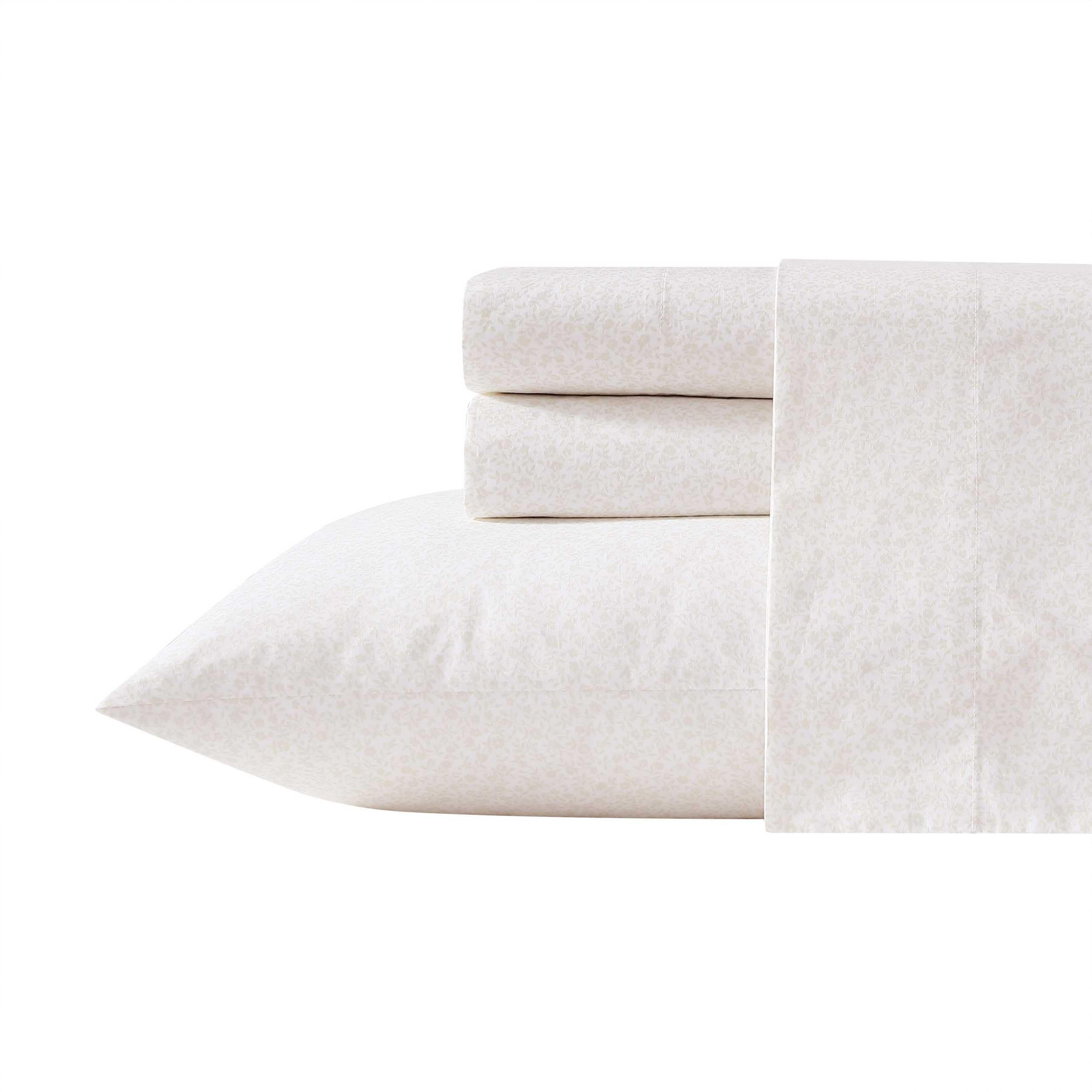 Laura Ashley - Queen Sheet Set, Crisp & Cool Sheets w/a Naturally Smooth Cotton Percale Feel, Deep Pocket, Bed Sheets with Matching Pillowcases & Fitted Sheet (Francesca Blue)