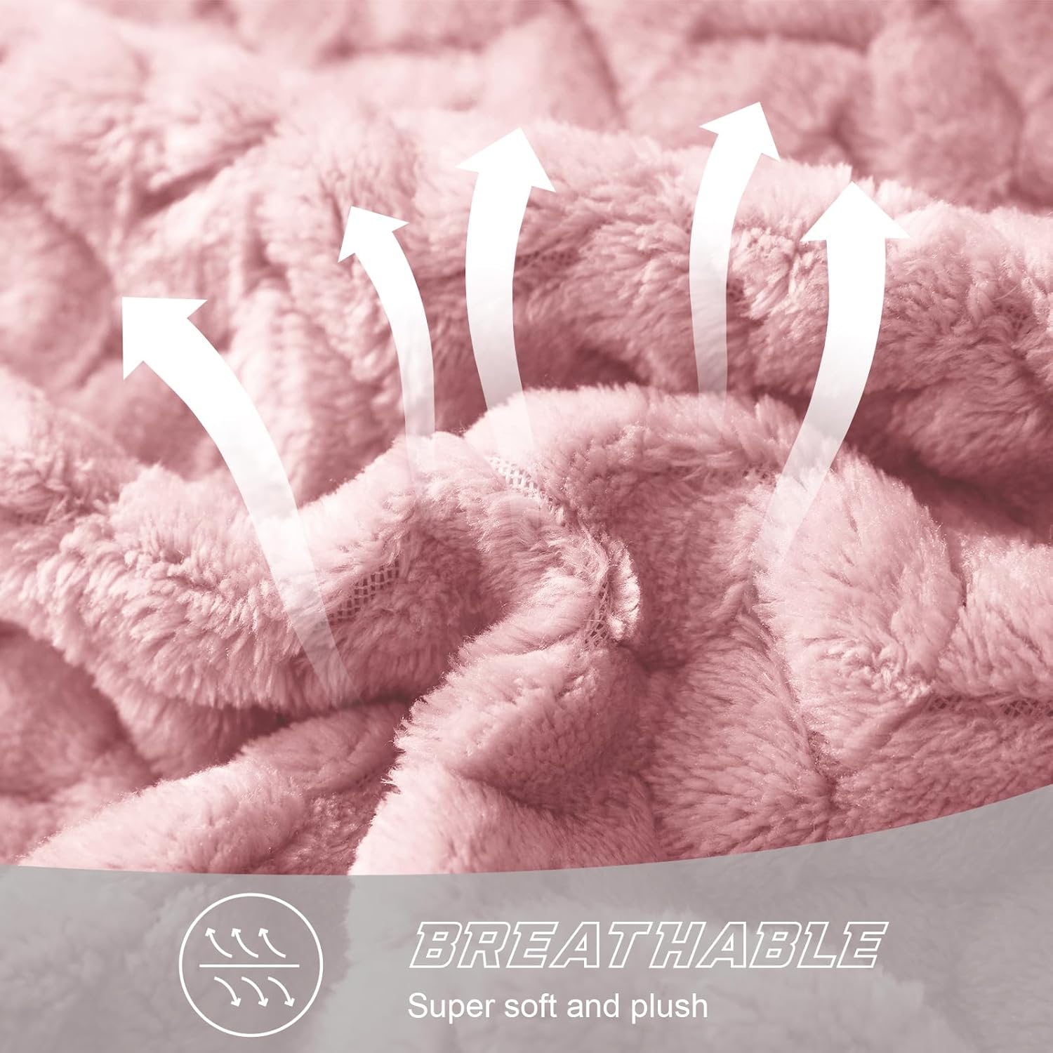 Exclusivo Mezcla Fleece Throw Blanket for Couch Sofa Bedroom, Soft Fuzzy Plush Warm Lightweight Jacquard Flannel Throws for Women, 50x70 Inches, Pink