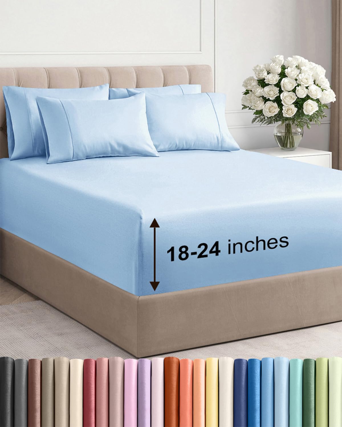 Extra Deep Queen Sheet Set - 6 Piece Breathable and Cooling Sheets - Hotel Luxury Bedding for Women, Men, Kids & Teens - Easy & Secure Fit - Soft, Wrinkle Free and Comfy - Extra Deep Pockets - Coral