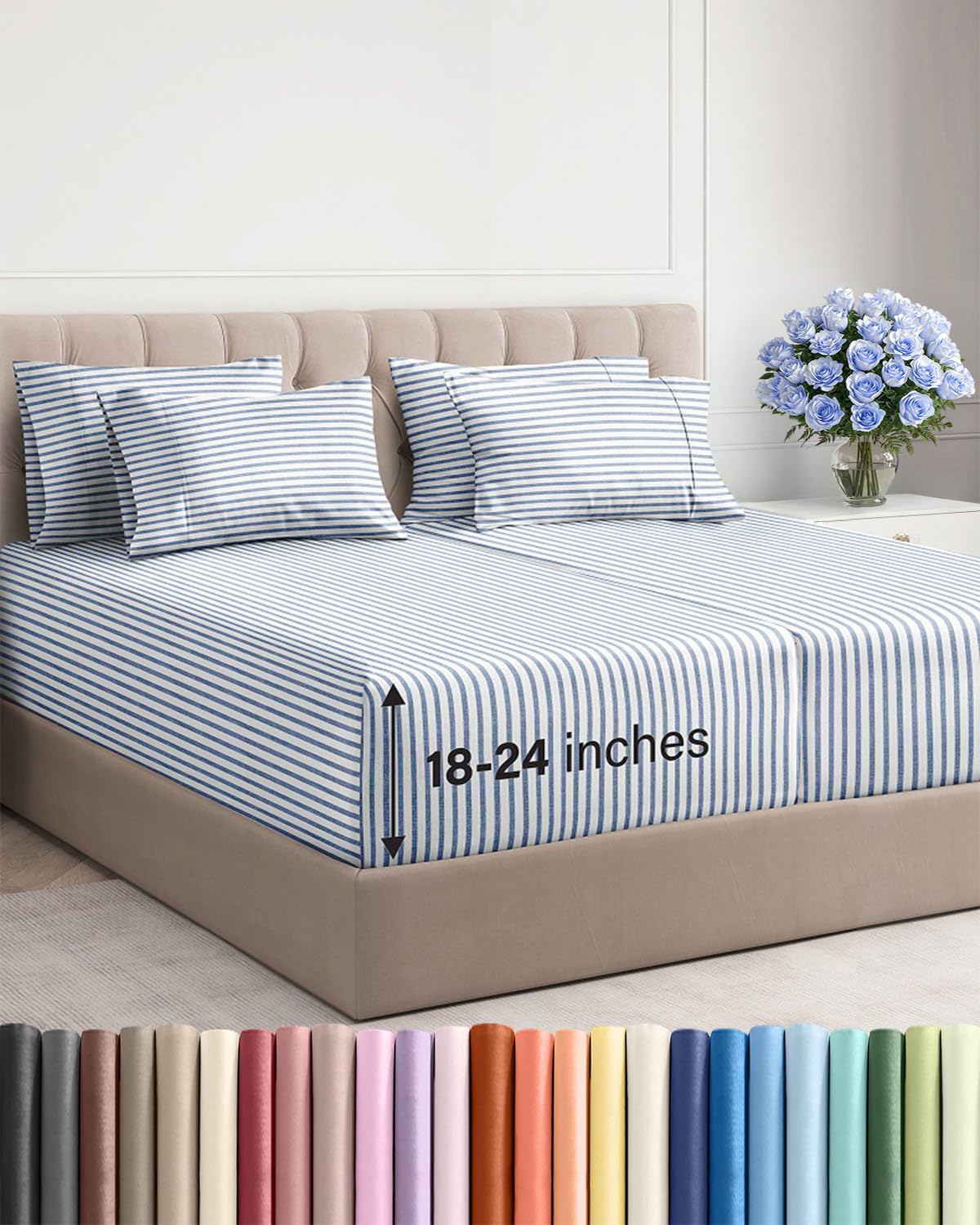 Extra Deep Queen Sheet Set - 6 Piece Breathable and Cooling Sheets - Hotel Luxury Bedding for Women, Men, Kids & Teens - Easy & Secure Fit - Soft, Wrinkle Free and Comfy - Extra Deep Pockets - Coral