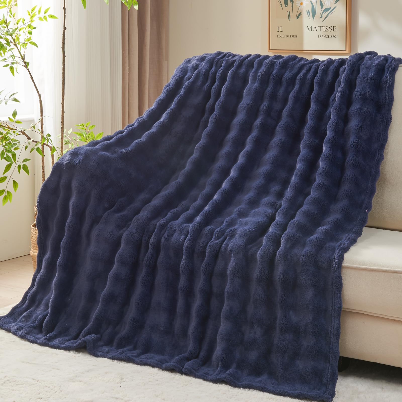 NEWCOSPLAY Throw Blanket for Couch Coral Pink Super Soft Flannel Fleece 3D Bubble Lightweight Bed Blanket All Season Use (Coral Pink, Throw(50"x60"))