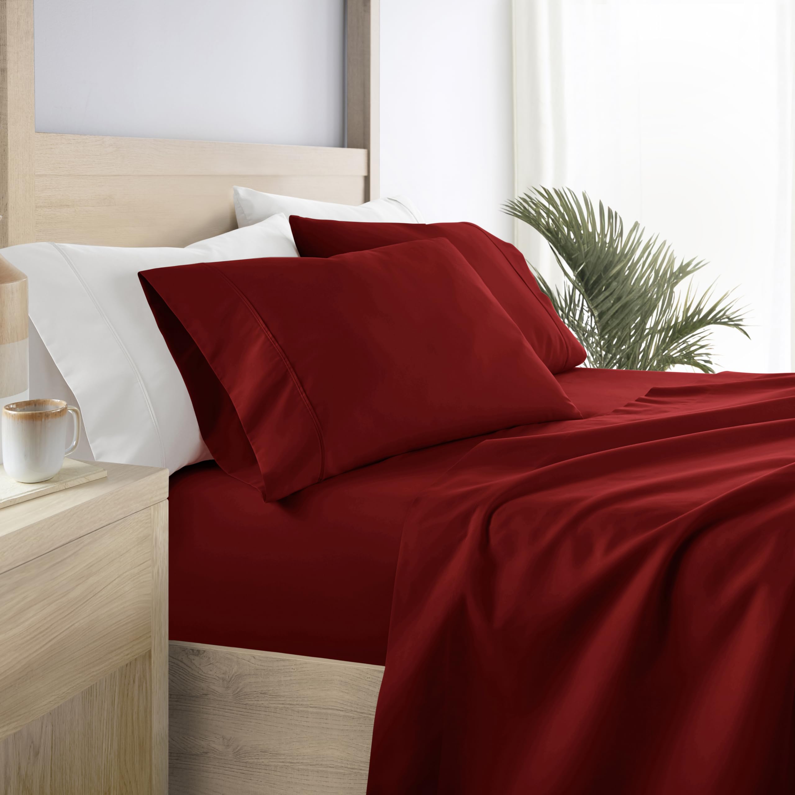 Linen Market 4 Piece Queen Sheet Set - Breathable, Double-Brushed Patterned Cooling Sheets – Oeko-TEX Certified Ultra Soft & Wrinkle-Free 16" Deep-Pocket Queen Sheets - Easy Care Soft Floral Pink