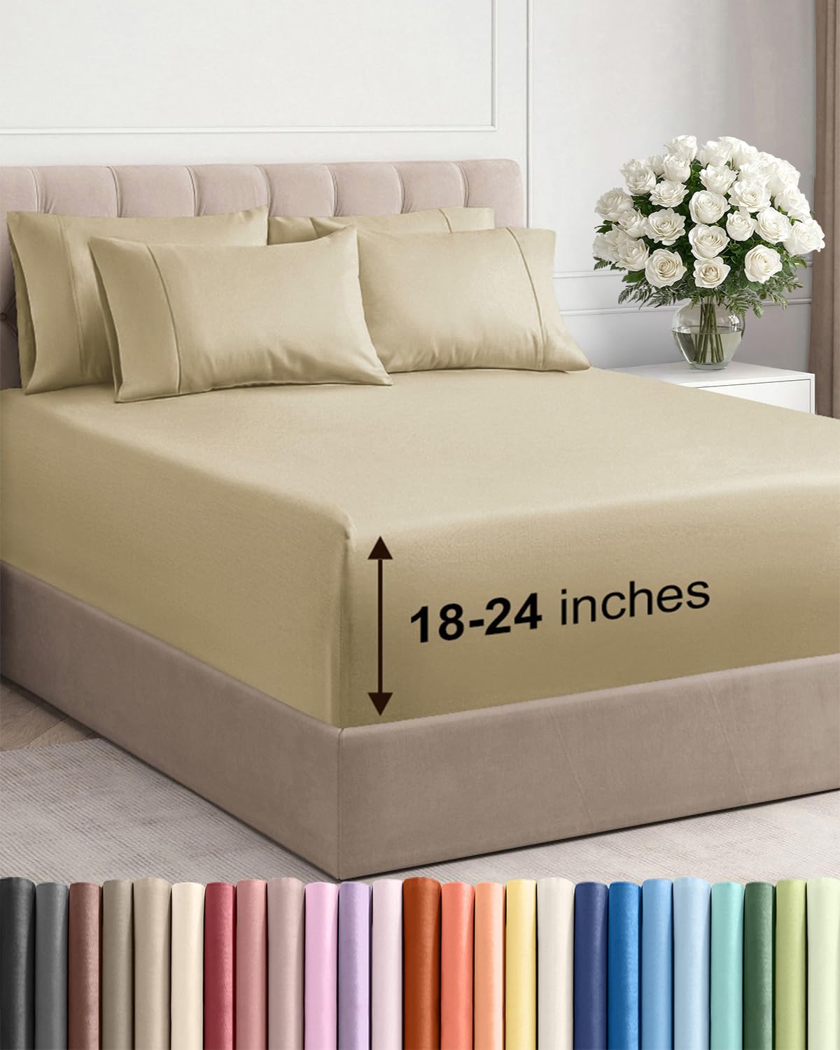 Extra Deep Queen Sheet Set - 6 Piece Breathable and Cooling Sheets - Hotel Luxury Bedding for Women, Men, Kids & Teens - Easy & Secure Fit - Soft, Wrinkle Free and Comfy - Extra Deep Pockets - Coral