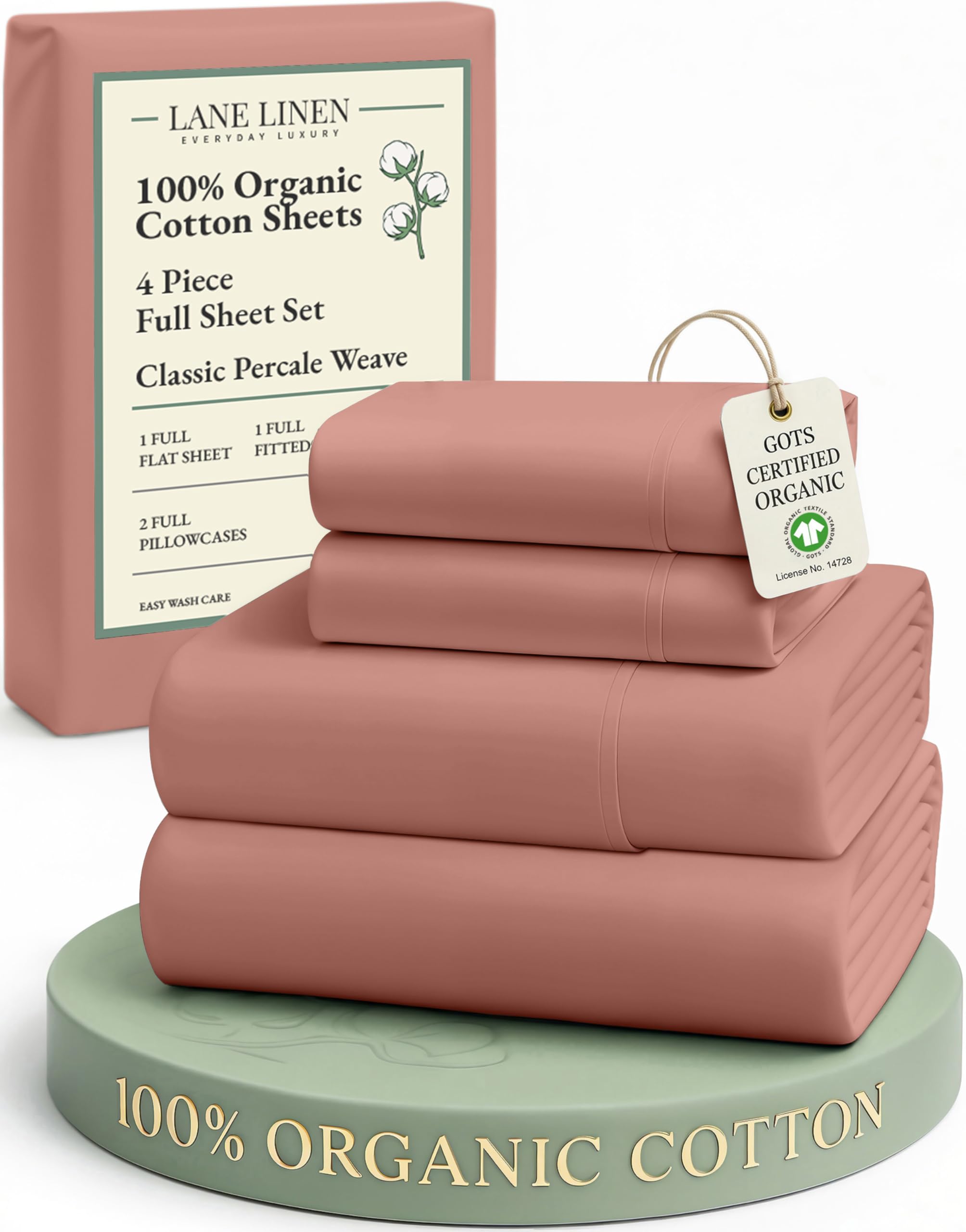 LANE LINEN 100% Organic Cotton Eco Friendly Sustainably Produced Queen Sheets Set, Low Pill Fade Resistant Machine Wash Fully Elasticized Cotton Bedding Queen Set- French Blue