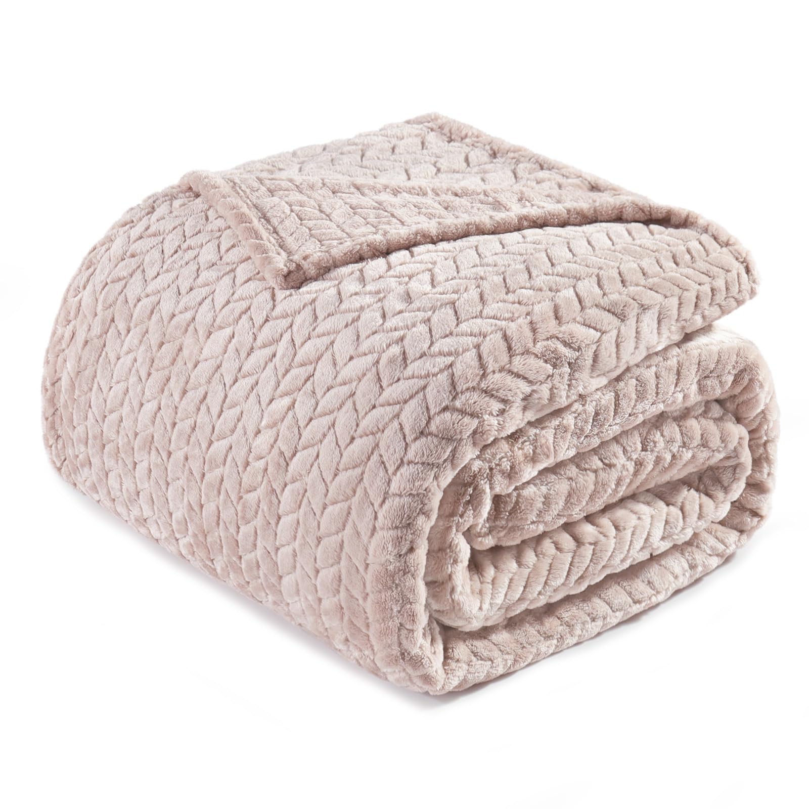 Exclusivo Mezcla Fleece Throw Blanket for Couch Sofa Bedroom, Soft Fuzzy Plush Warm Lightweight Jacquard Flannel Throws for Women, 50x70 Inches, Pink