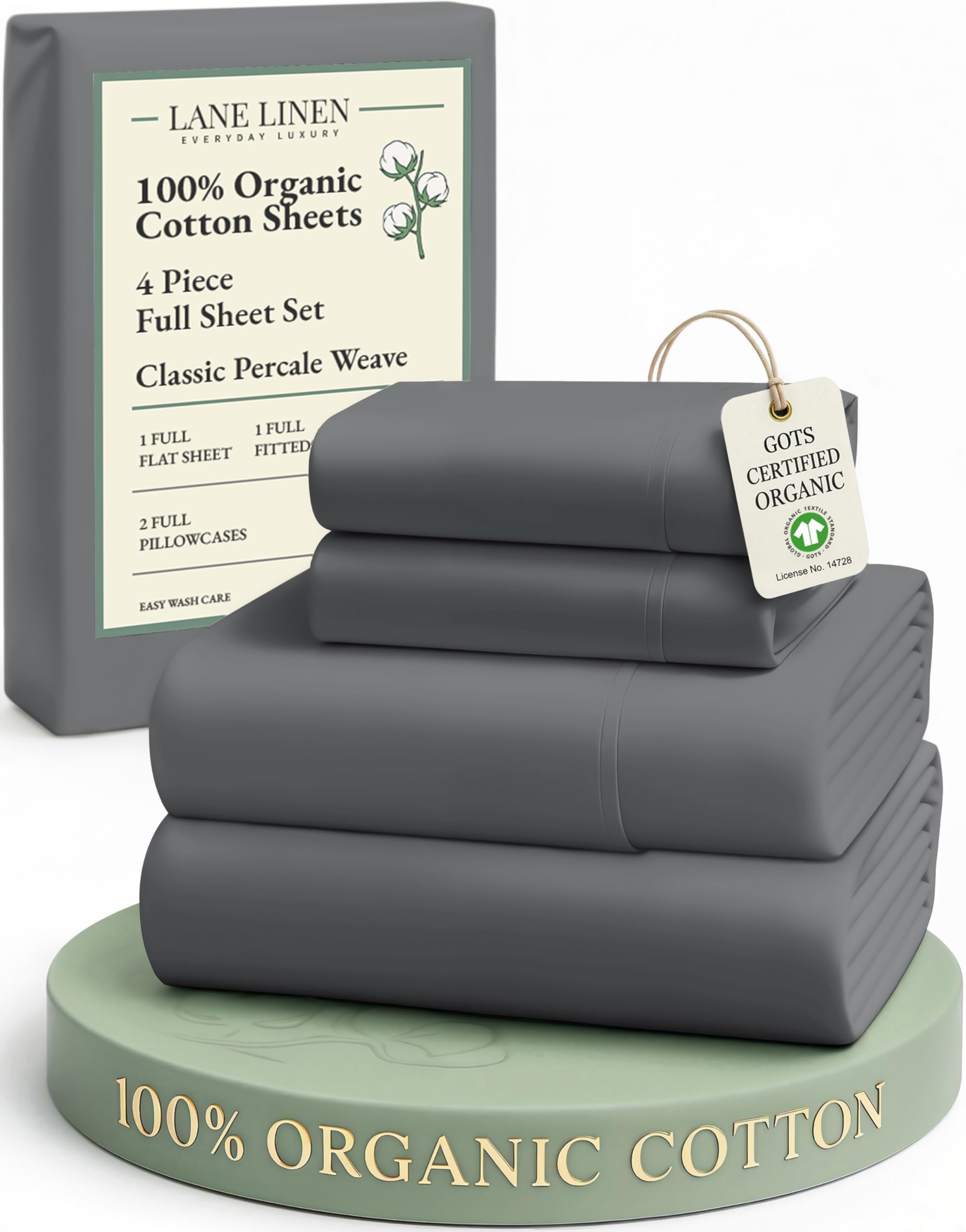 LANE LINEN Eco Friendly 100% Organic Cotton Twin Sheet Set, Hotel Quality Premium Bedding Sheets & Pillowcases Set Twin Size, Soft & Comfy Percale Sheets, Machine Wash Bed Sheets- Sepia Rose