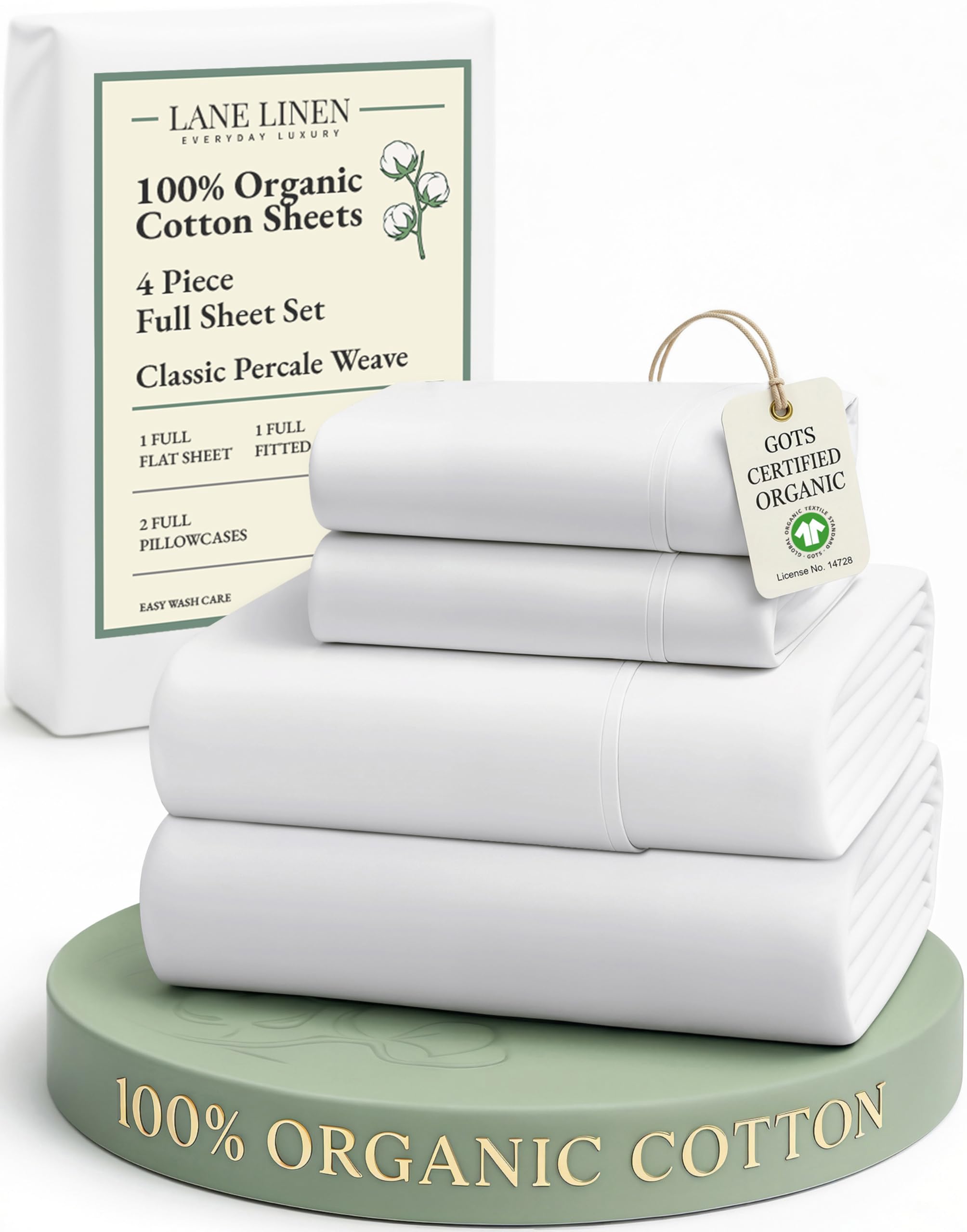 LANE LINEN Eco Friendly 100% Organic Cotton Twin Sheet Set, Hotel Quality Premium Bedding Sheets & Pillowcases Set Twin Size, Soft & Comfy Percale Sheets, Machine Wash Bed Sheets- Sepia Rose