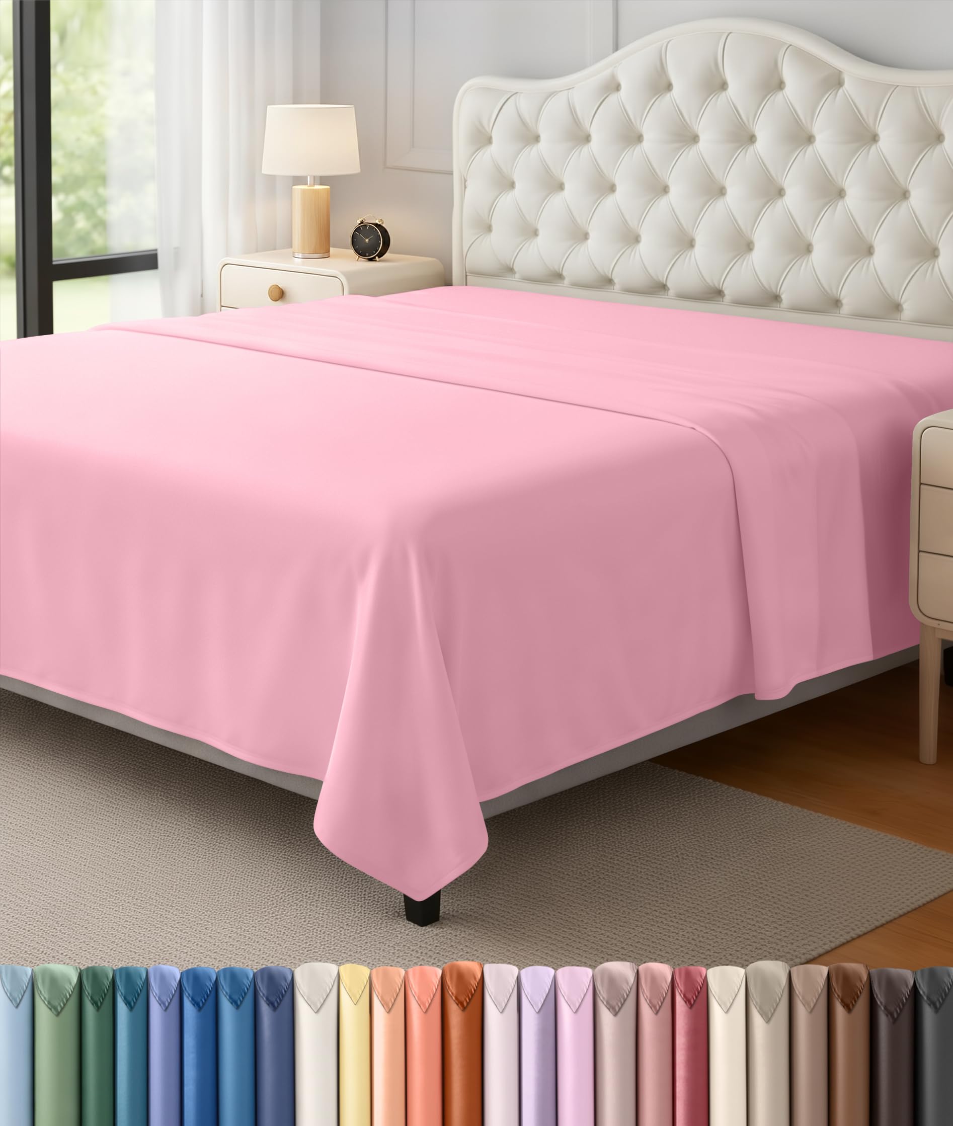 Utopia Bedding Flat Sheet - 1 Pack (Queen, Coral) - Soft Brushed Microfiber Fabric - Shrinkage & Fade Resistant Top Sheet - Easy Care Bed Sheet