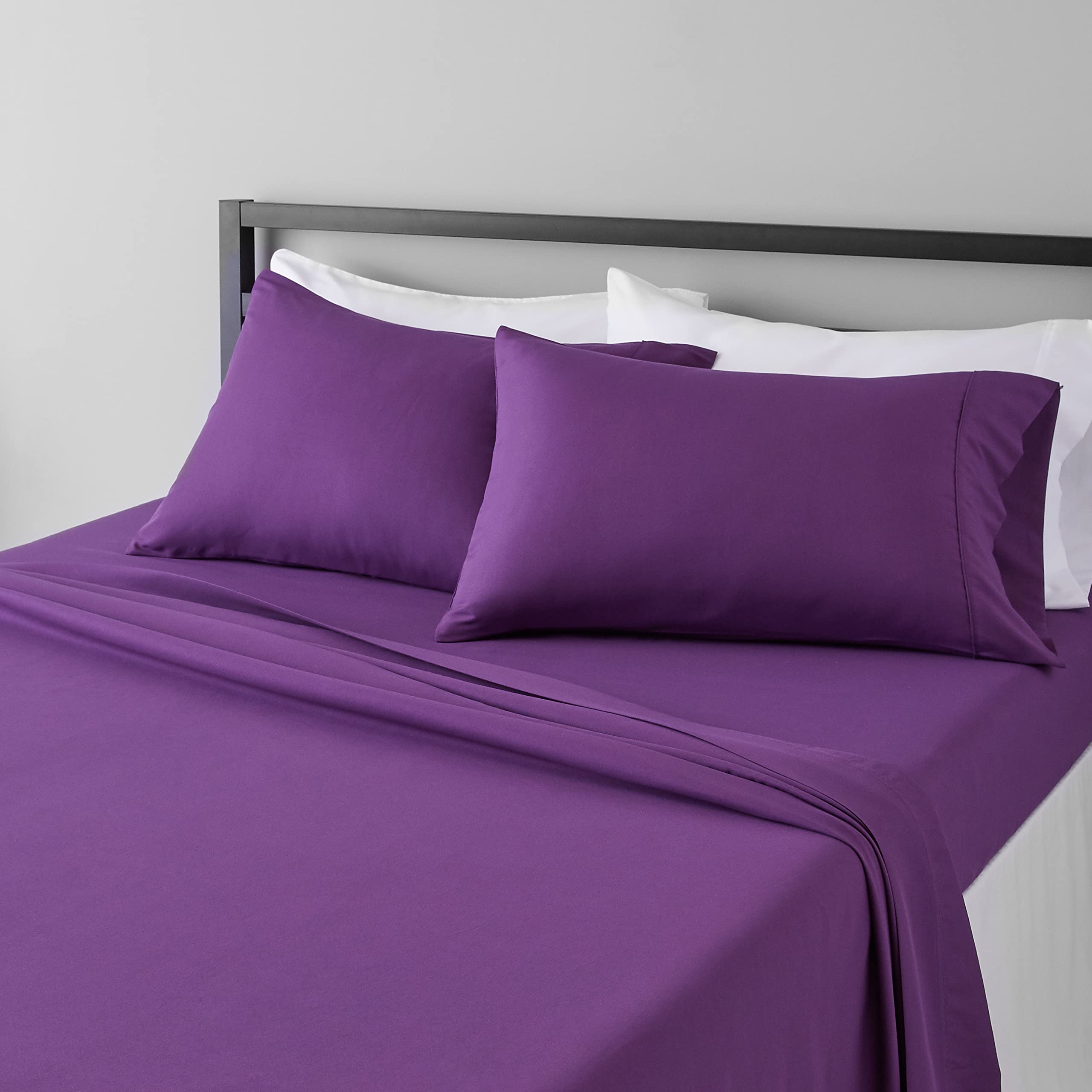 Amazon Basics Breathable, Wrinkle Free Lightweight Microfiber 4-Piece Bed Sheet Set with 14-Inch Deep Pockets, Includes Comfortable Pillowcases, Queen, Peachy Coral, Solid