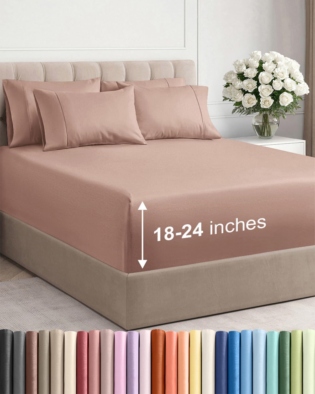 Extra Deep Queen Sheet Set - 6 Piece Breathable and Cooling Sheets - Hotel Luxury Bedding for Women, Men, Kids & Teens - Easy & Secure Fit - Soft, Wrinkle Free and Comfy - Extra Deep Pockets - Coral