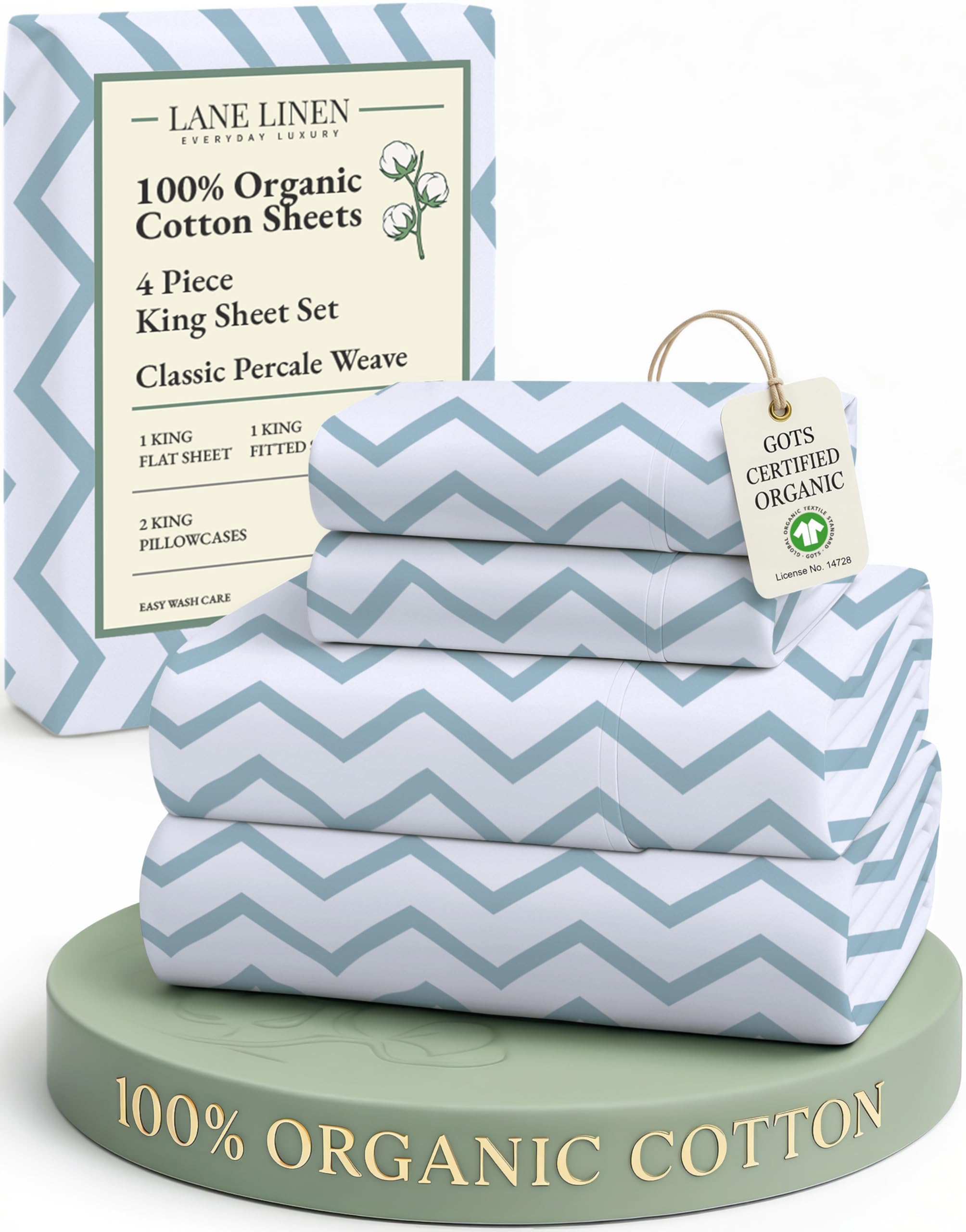LANE LINEN Eco Friendly 100% Organic Cotton Twin Sheet Set, Hotel Quality Premium Bedding Sheets & Pillowcases Set Twin Size, Soft & Comfy Percale Sheets, Machine Wash Bed Sheets- Sepia Rose