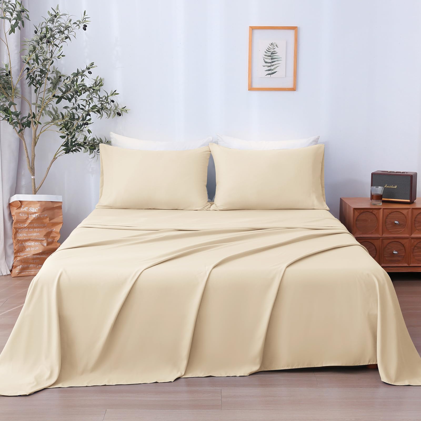 LONAVA Twin Sheet Set 3 Pieces,Peachy Coral Ultra Soft & Breathable Microbifer Sheets, 1600 Thread Count Hotel Luxury Oeko-Tex Bed Sheets, 14-16 Inch Deep Pocket Durable Wrinkle Free Sheets
