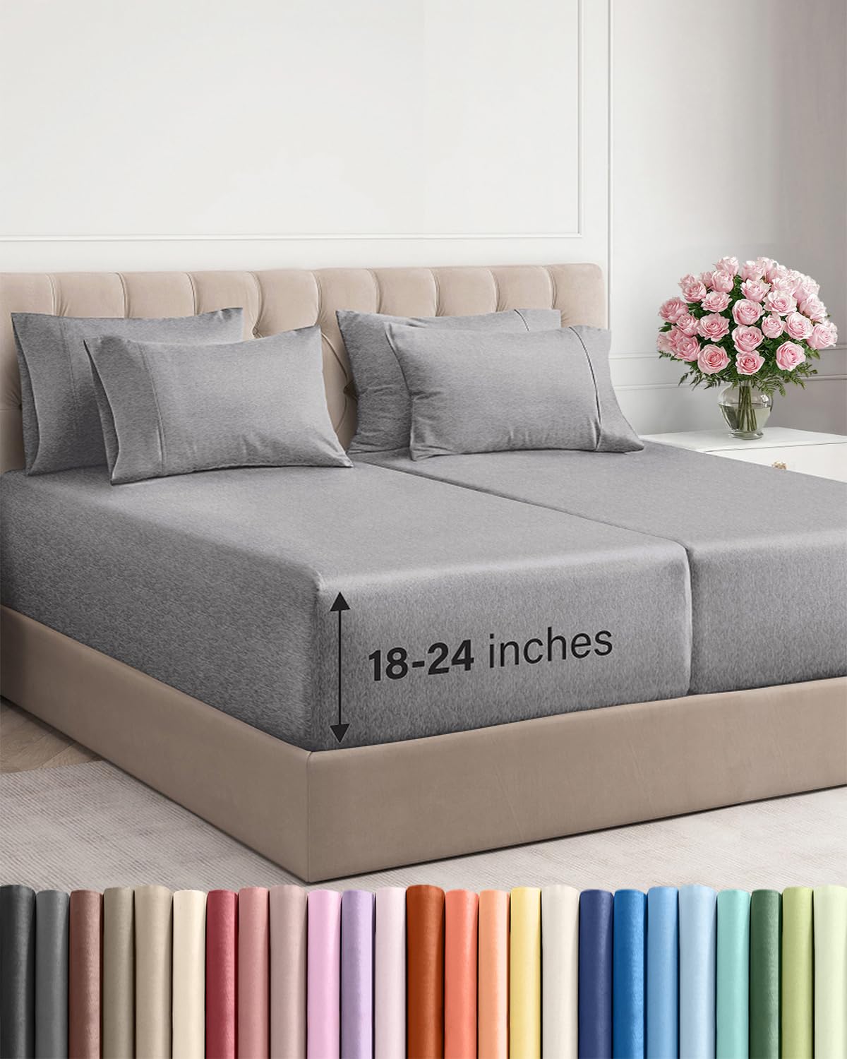 Extra Deep Queen Sheet Set - 6 Piece Breathable and Cooling Sheets - Hotel Luxury Bedding for Women, Men, Kids & Teens - Easy & Secure Fit - Soft, Wrinkle Free and Comfy - Extra Deep Pockets - Coral