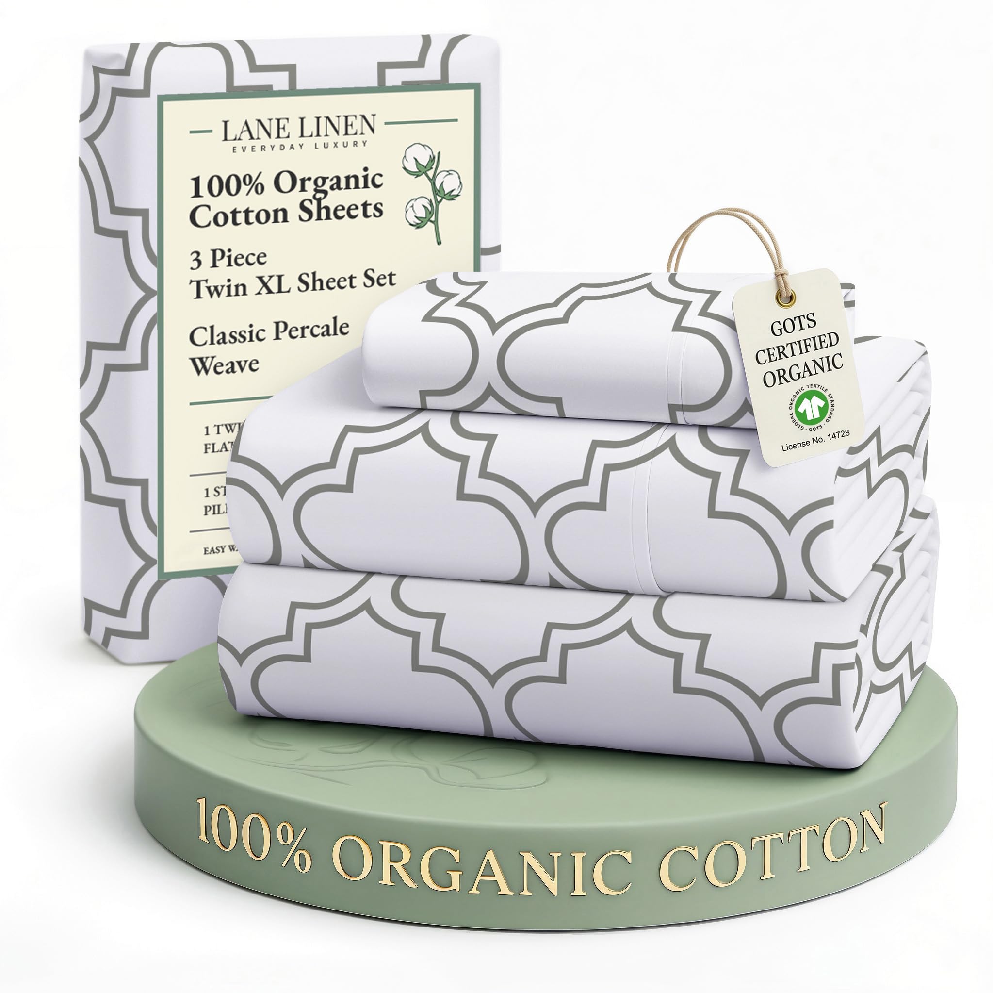 LANE LINEN 100% Organic Cotton Eco Friendly Sustainably Produced Queen Sheets Set, Low Pill Fade Resistant Machine Wash Fully Elasticized Cotton Bedding Queen Set- French Blue