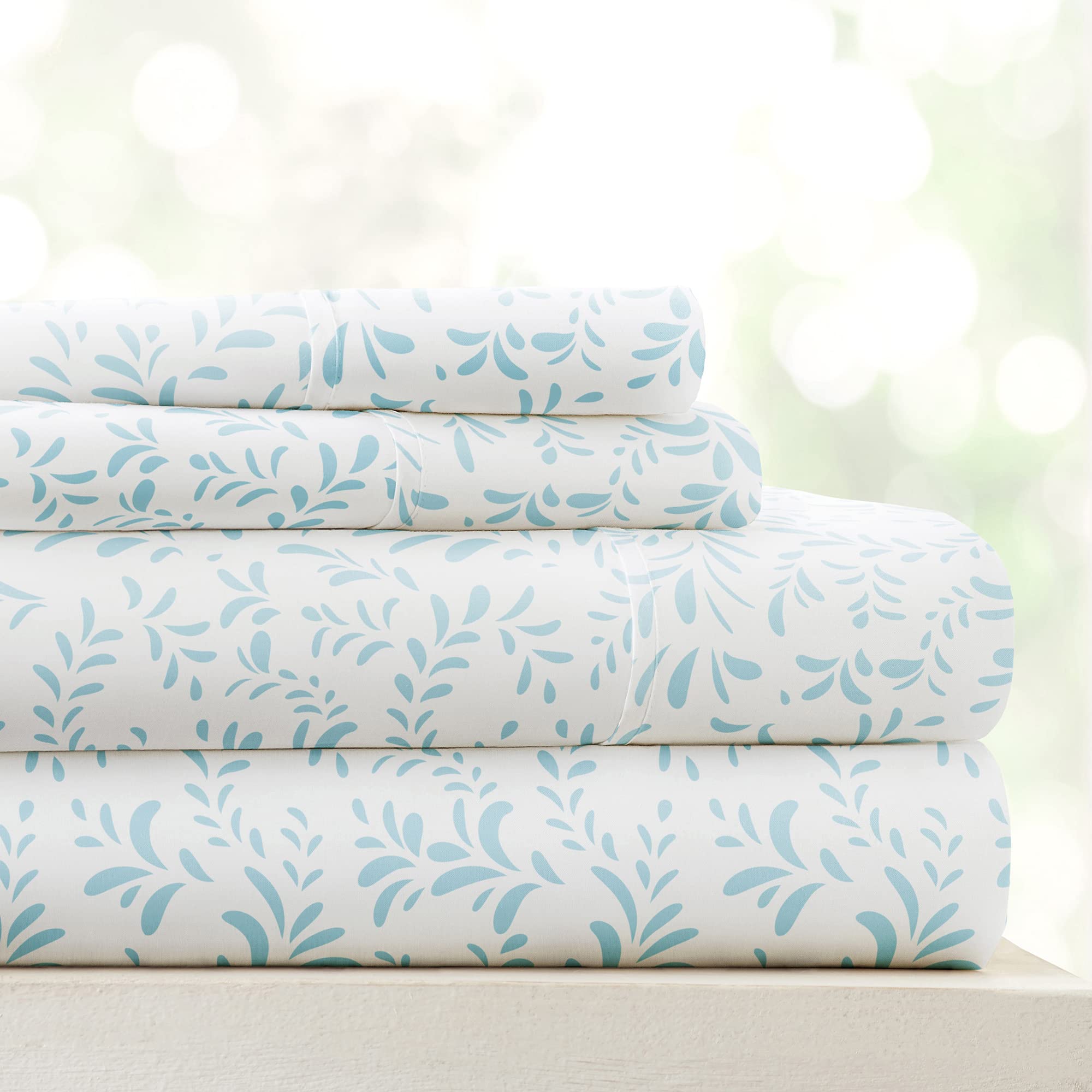 Linen Market 4 Piece Queen Sheet Set - Breathable, Double-Brushed Patterned Cooling Sheets – Oeko-TEX Certified Ultra Soft & Wrinkle-Free 16" Deep-Pocket Queen Sheets - Easy Care Soft Floral Pink