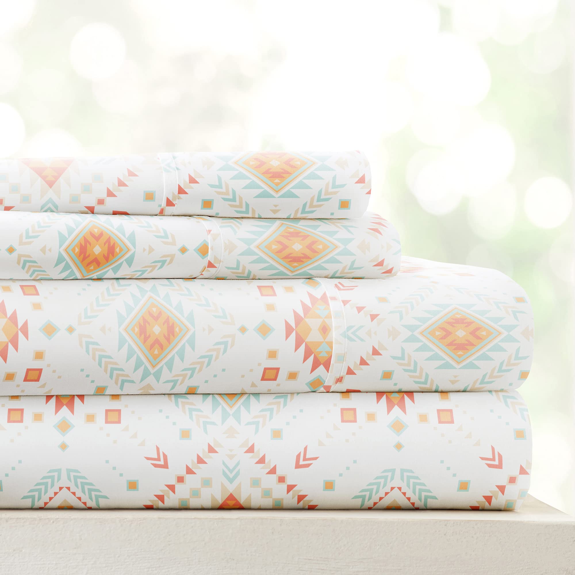 Linen Market 4 Piece Queen Sheet Set - Breathable, Double-Brushed Patterned Cooling Sheets – Oeko-TEX Certified Ultra Soft & Wrinkle-Free 16" Deep-Pocket Queen Sheets - Easy Care Soft Floral Pink