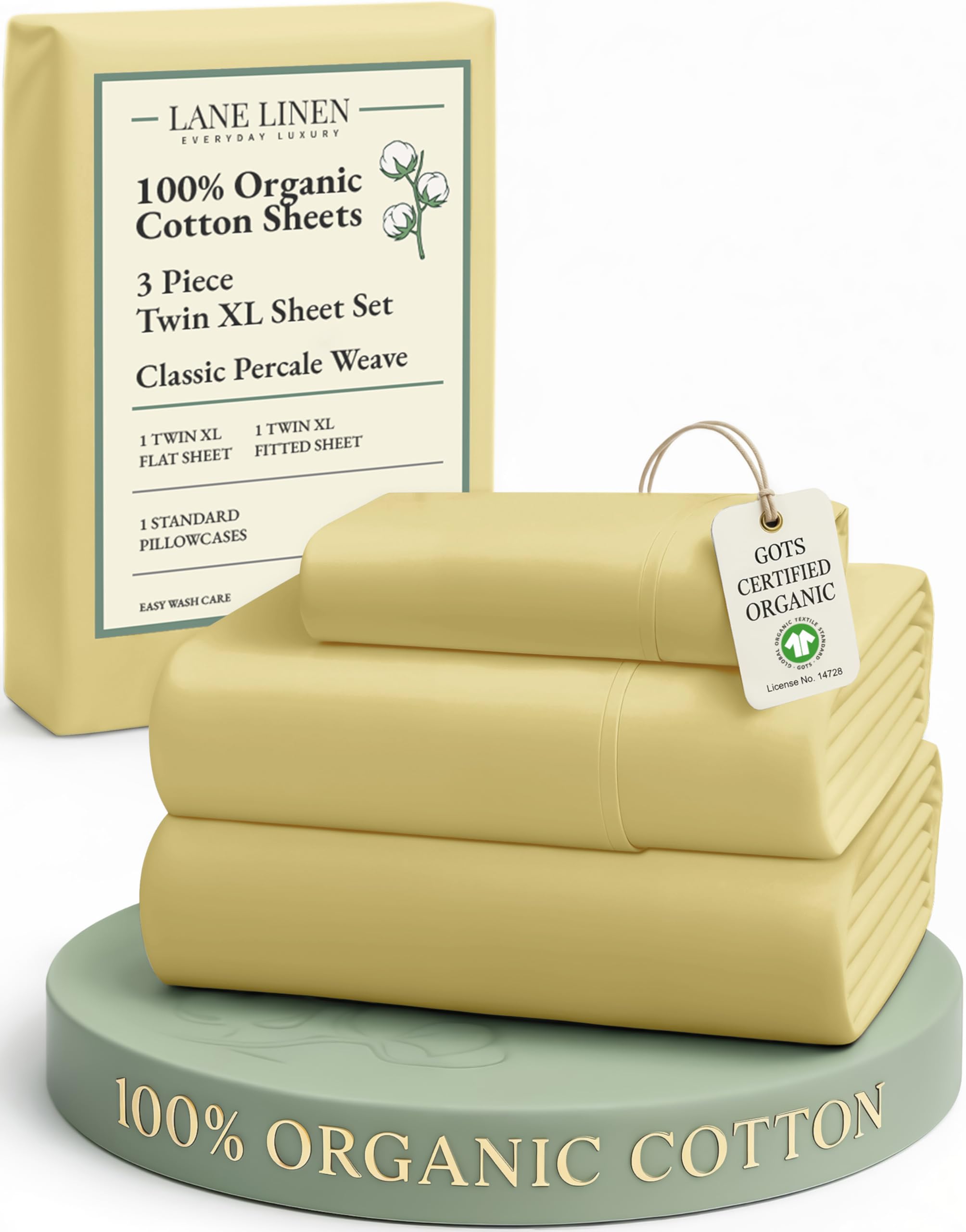 LANE LINEN 100% Organic Cotton Eco Friendly Sustainably Produced Queen Sheets Set, Low Pill Fade Resistant Machine Wash Fully Elasticized Cotton Bedding Queen Set- French Blue