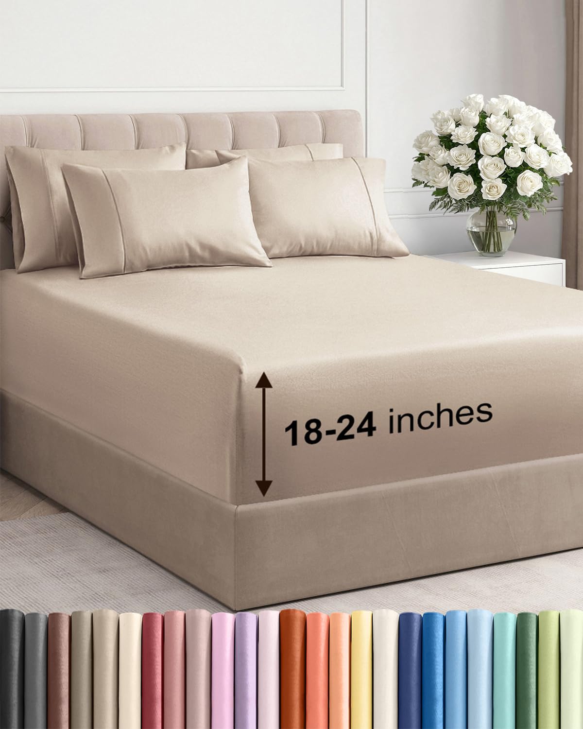 Extra Deep Queen Sheet Set - 6 Piece Breathable and Cooling Sheets - Hotel Luxury Bedding for Women, Men, Kids & Teens - Easy & Secure Fit - Soft, Wrinkle Free and Comfy - Extra Deep Pockets - Coral