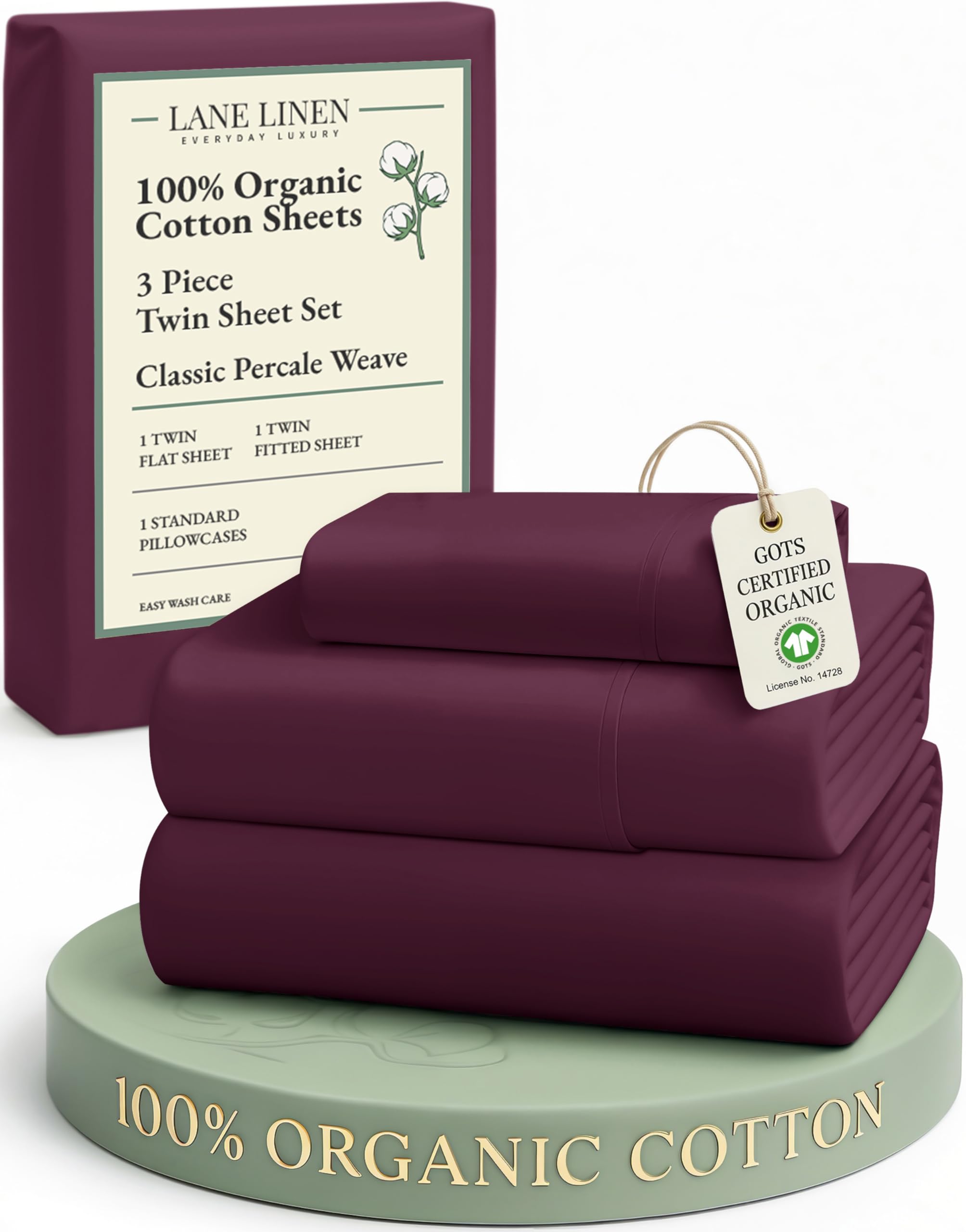 LANE LINEN 100% Organic Cotton Eco Friendly Sustainably Produced Queen Sheets Set, Low Pill Fade Resistant Machine Wash Fully Elasticized Cotton Bedding Queen Set- French Blue