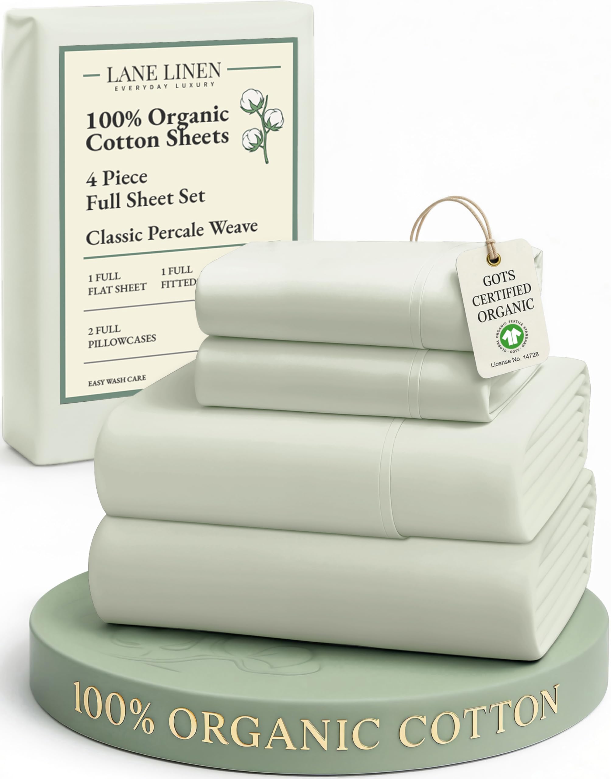 LANE LINEN 100% Organic Cotton Eco Friendly Sustainably Produced Queen Sheets Set, Low Pill Fade Resistant Machine Wash Fully Elasticized Cotton Bedding Queen Set- French Blue